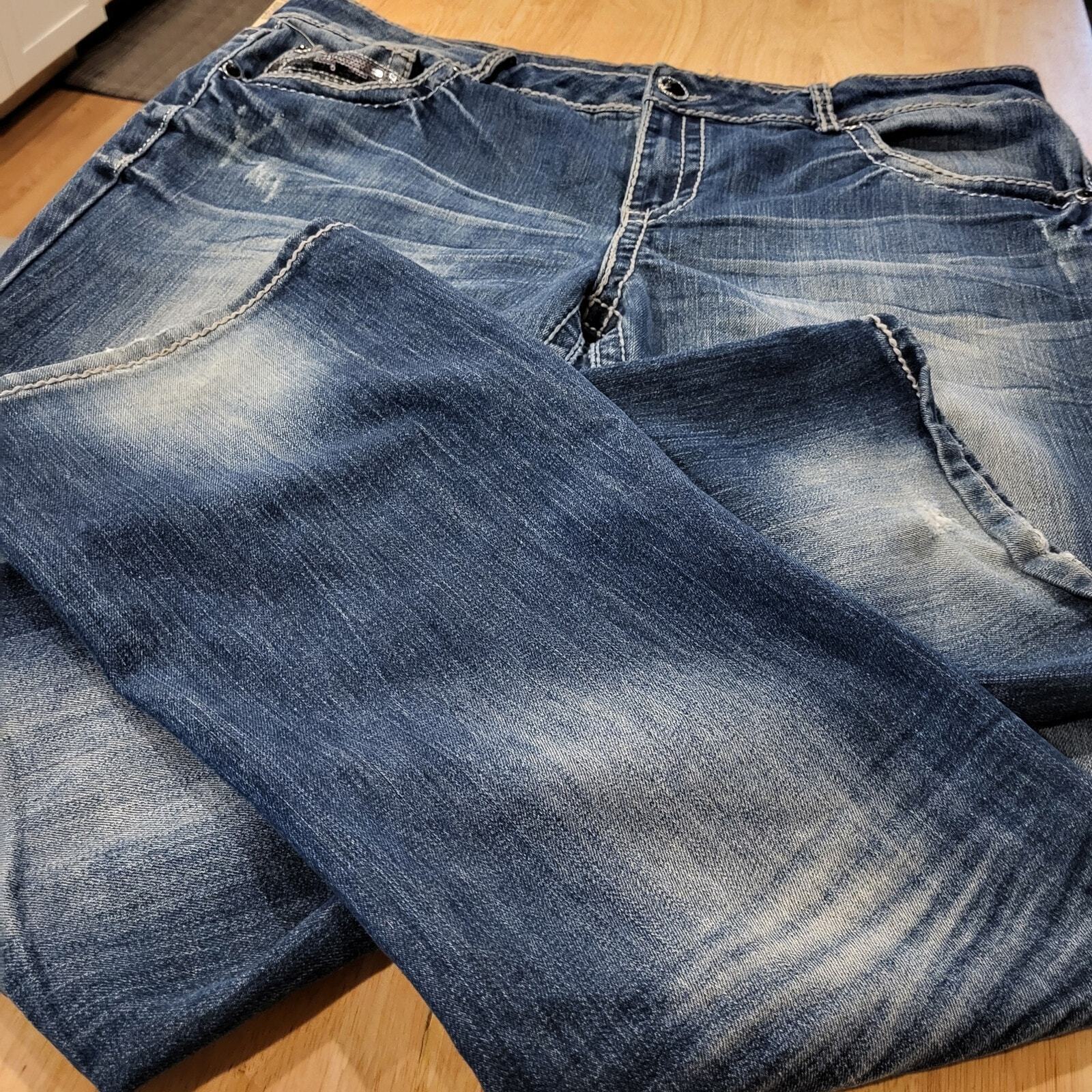 Vintage Dollhouse Jeans 40" Waist Ripped Crotch Damaged Y2K Craft