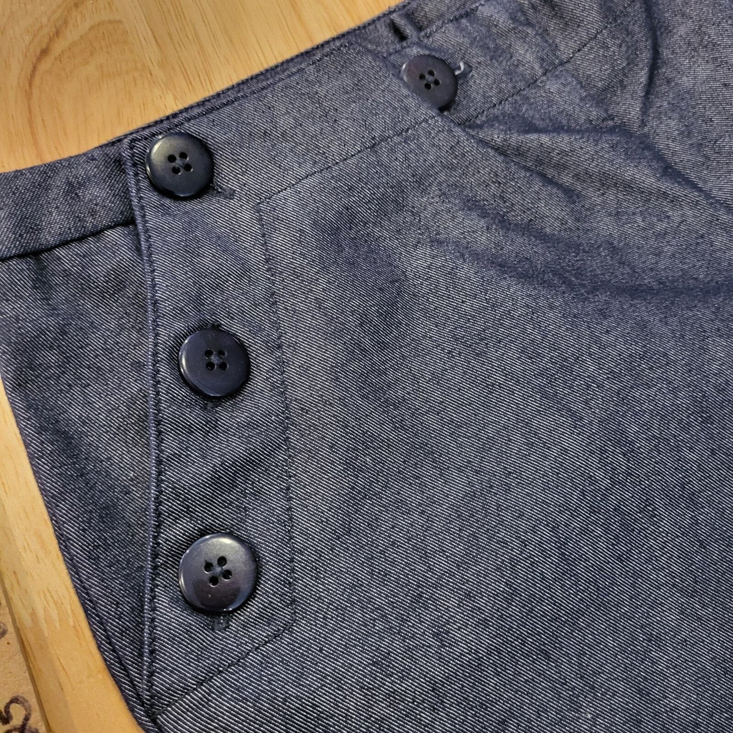 Express Stretch Blue Sailor Pants Wide Let Button Pocket 9/10 Denim 30" Waist