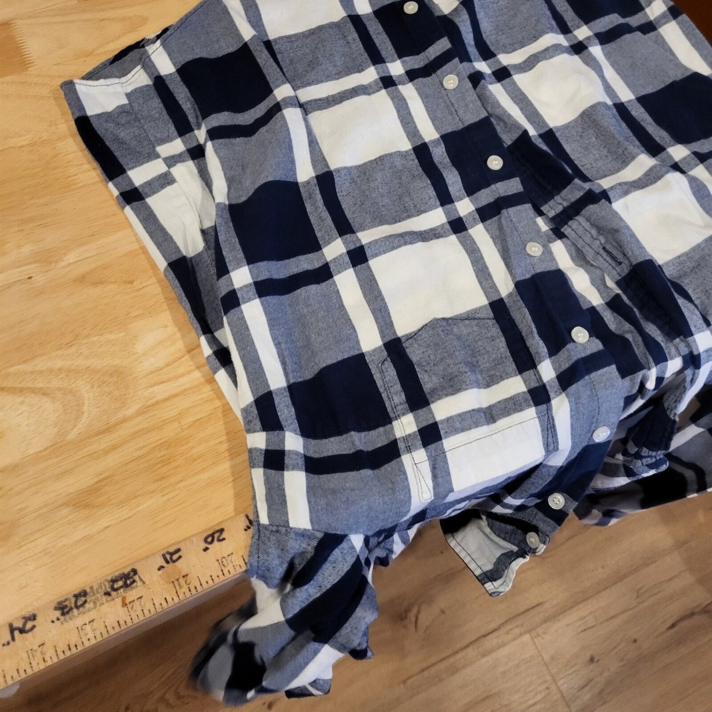 J. Crew Boy Fit Blue & White Flannel 19" P2P 23" Long Small