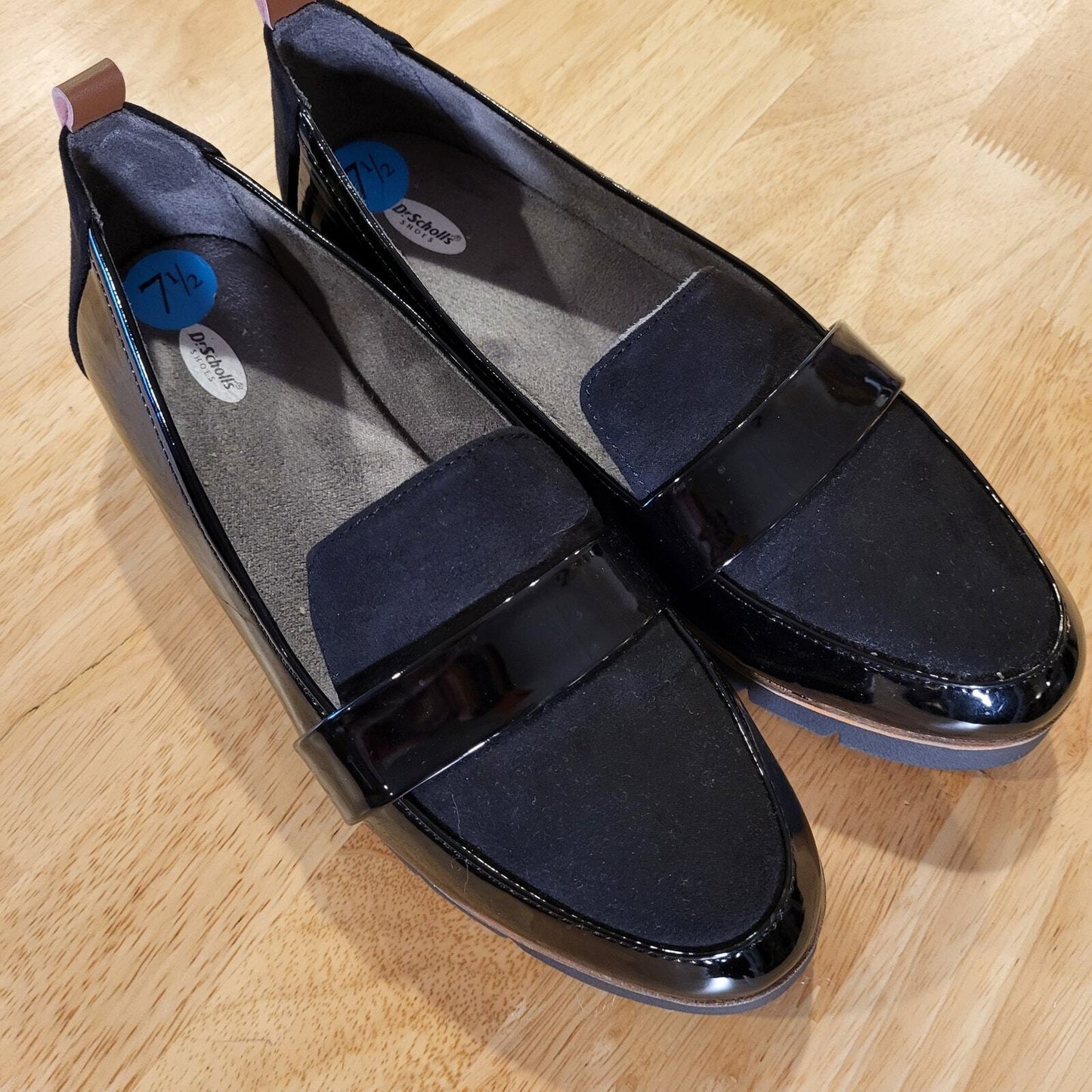 Dr. Scholl's Suede Patten Leather Size 7.5 Black Comfort  