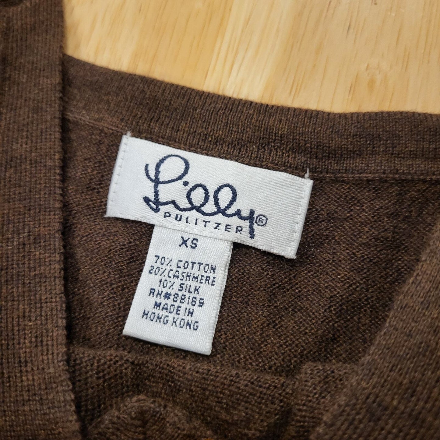 Lilly Pulitzer Brown knit sweater tank x-small 70% Cotton 20% Cashmere 10 Silk