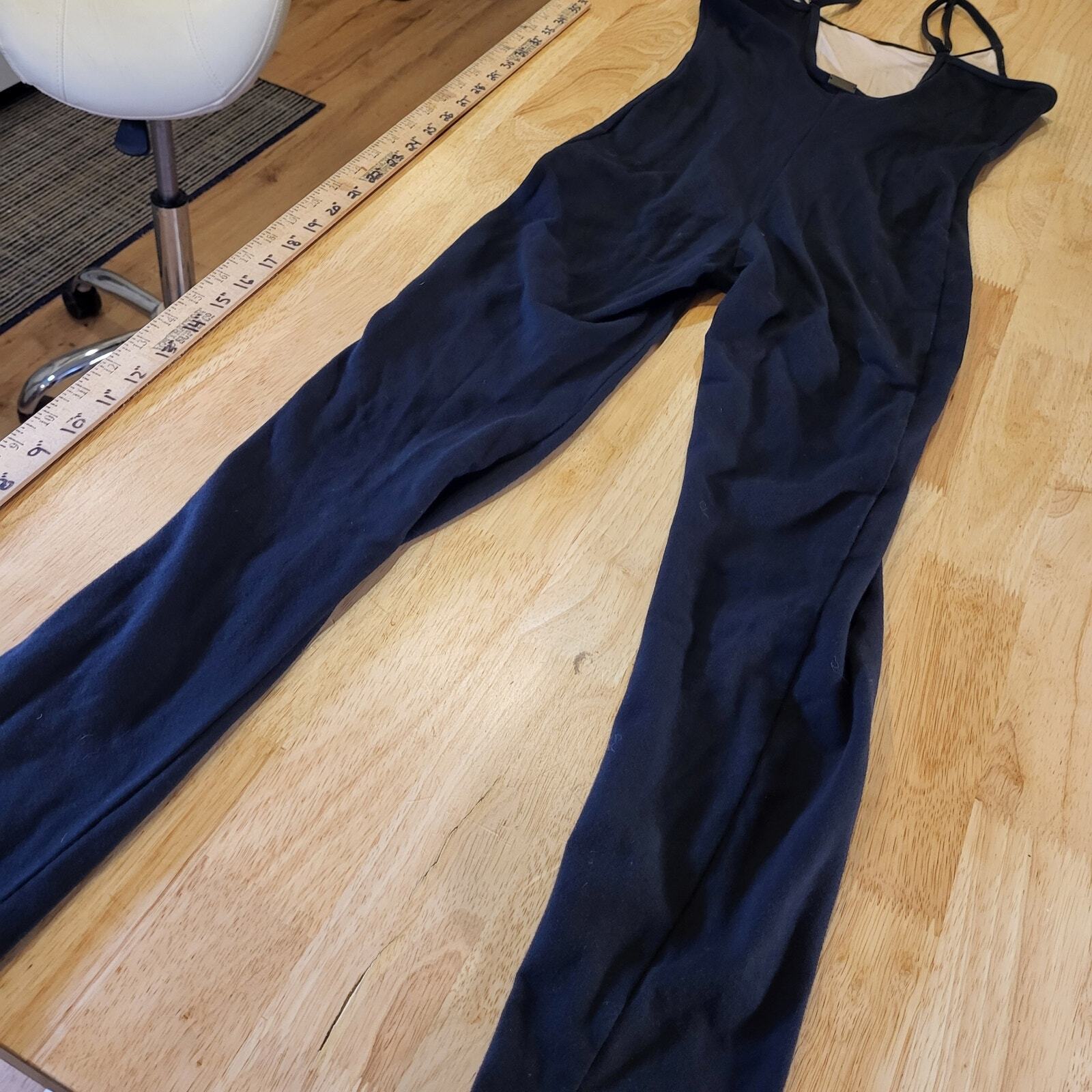 Treelance Black Spaghetti Strap Full Body Black Leotard Organic Cotton Spandex 