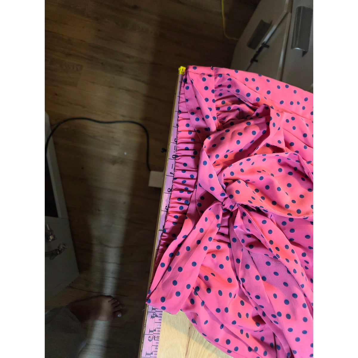 J Peterman Pink & Navy polka dot Maxi skirt size 6