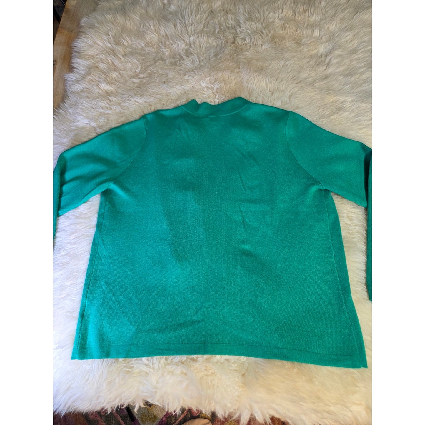 Jones New York Kelly Green Gold Button Detail Sweater Viscose Blend Large