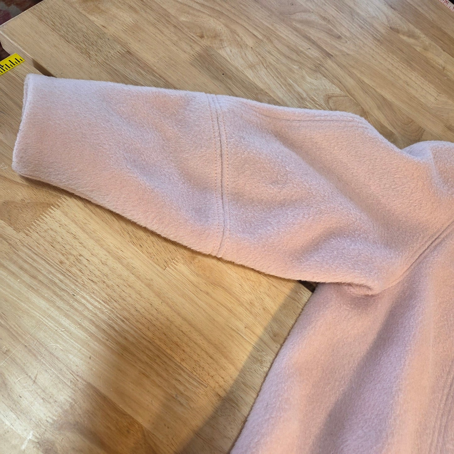 Leaventhal Kingston New York pink vintage wool midi jacket large shoulder pocket