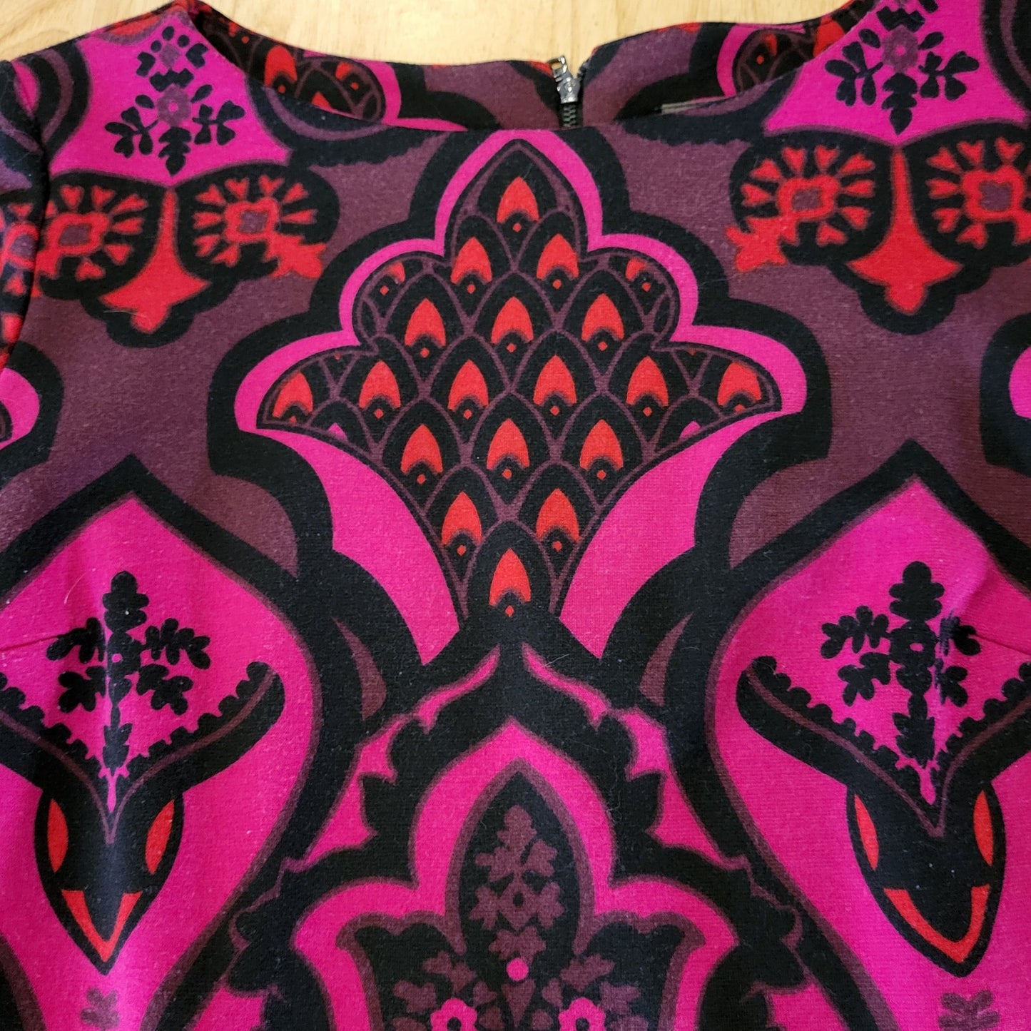 Taylor Pink Paisley Print Knit Pencil Dress Long Sleeve Midi 16" P2P