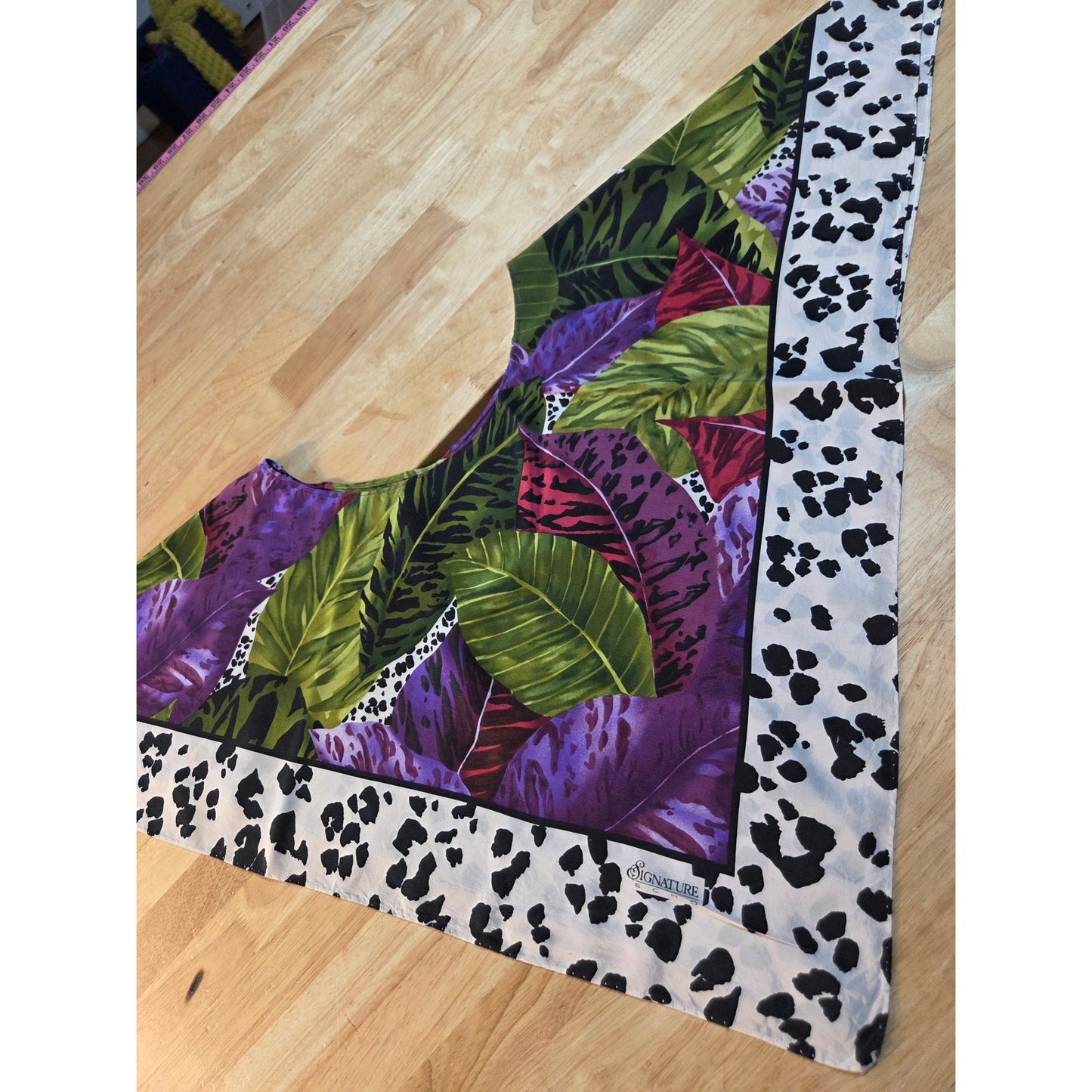 Handmade 100% silk botanical Floral animal print poncho