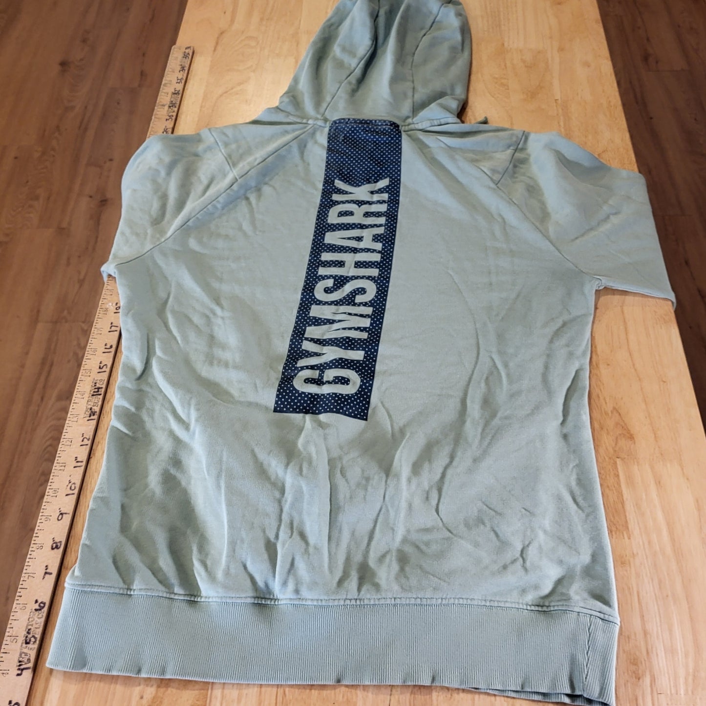 Gym Shark Mint Green Pullover Hoodie Small Back Graphic 21" P2P