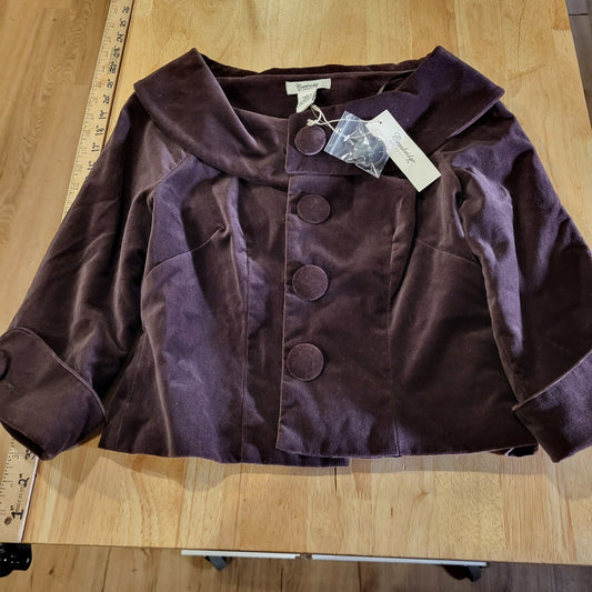 NWT Cambridge Dry Goods Opera Coat Covered buttons Collar Cuff 4 Lined Darts