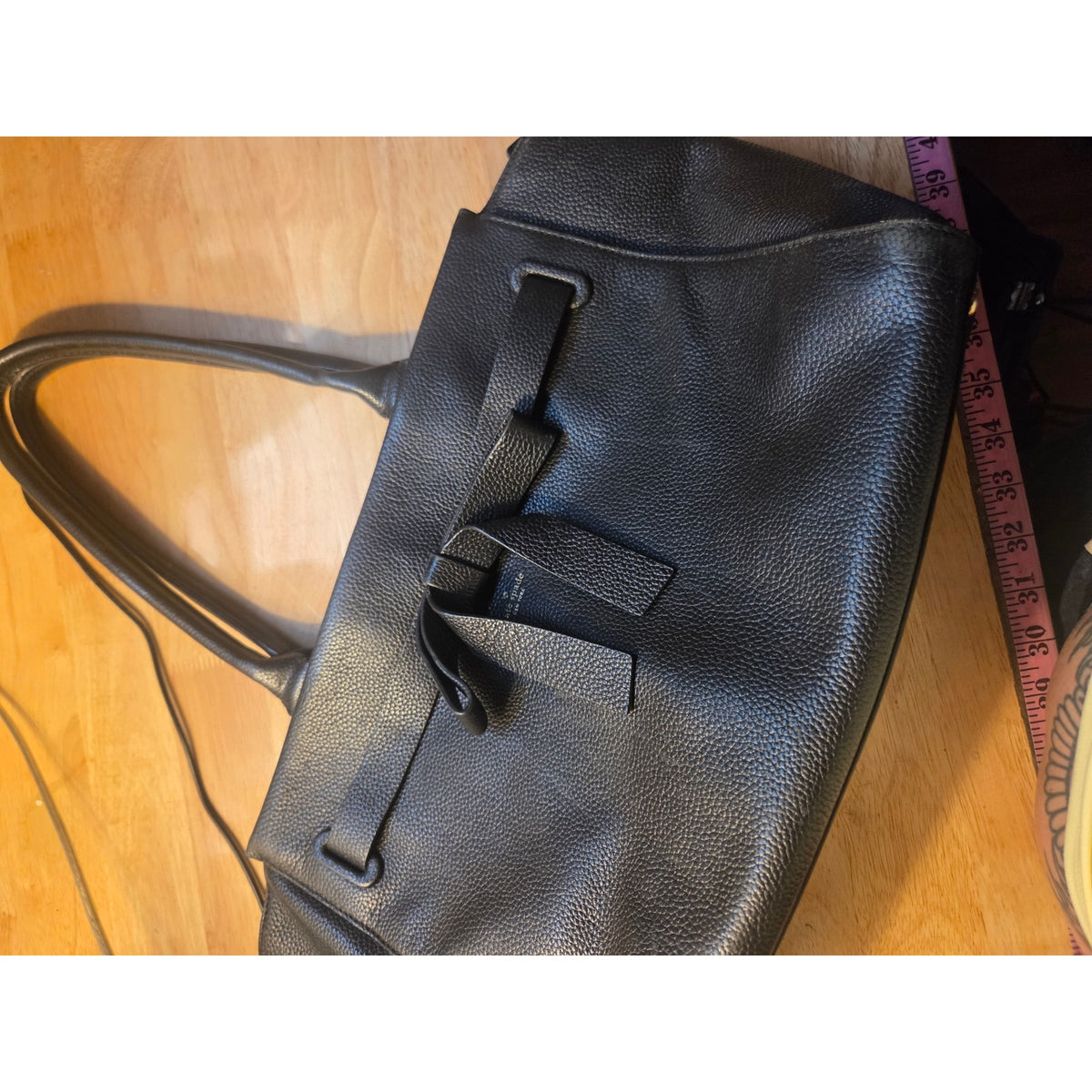 Large Kate Spade leather purse bow detail black pebbled
