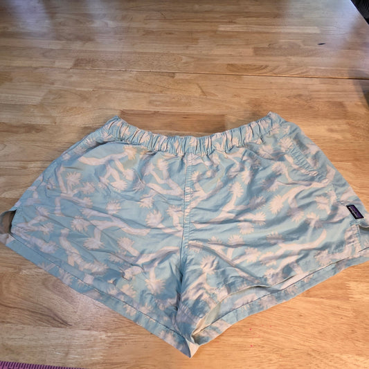 Patagonia Blue Joshua Tree Woman's Shorts White Elastic Waist Pockets Large