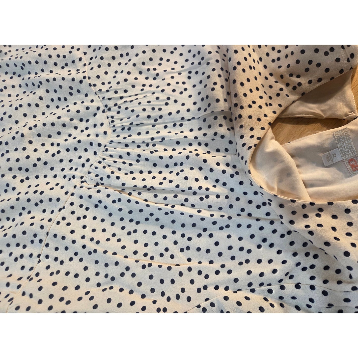 GB brand white polka dot flutter sleeve open back knee length dress size large
