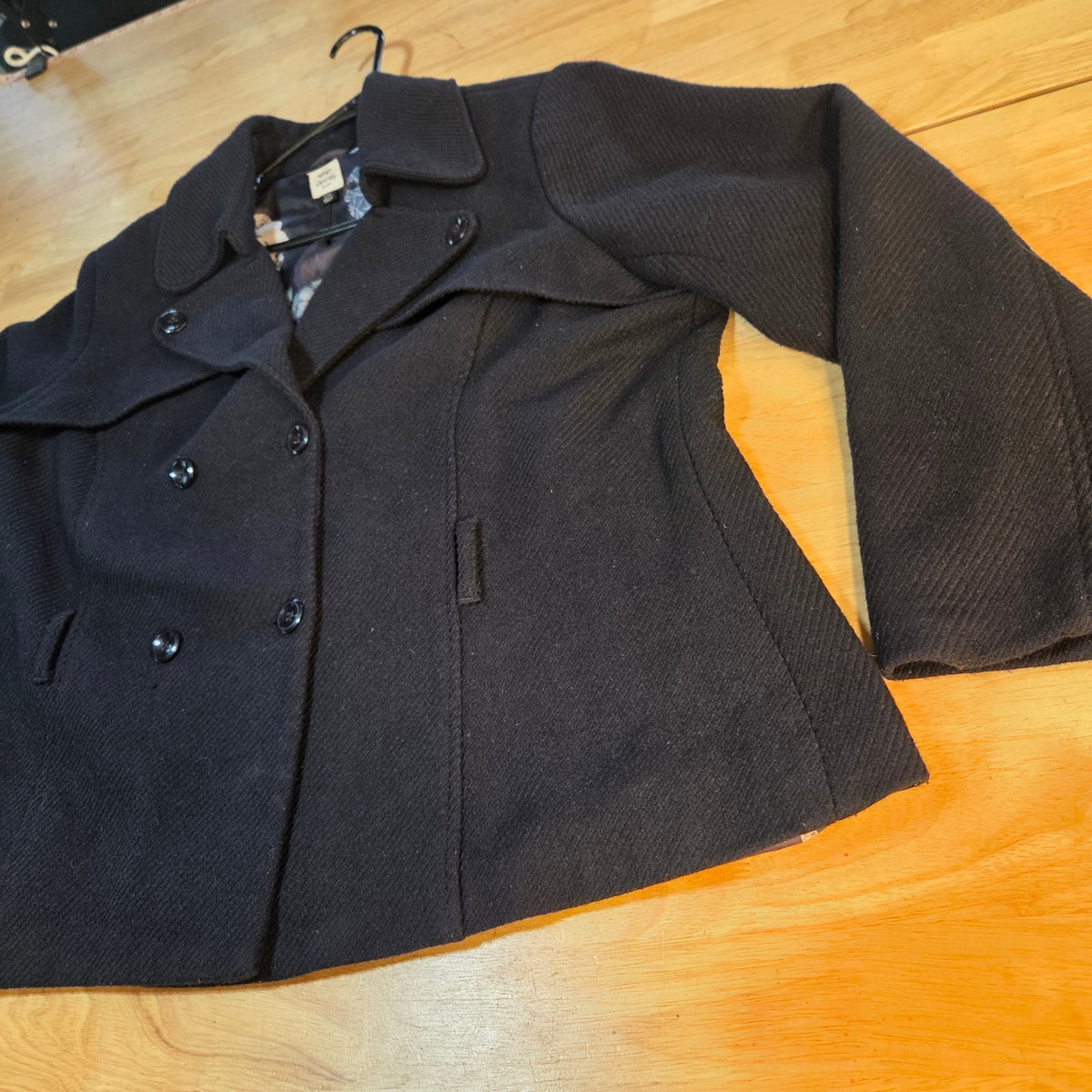 Old Navy xxl recycled wool blend peacoat black big buttons classic style