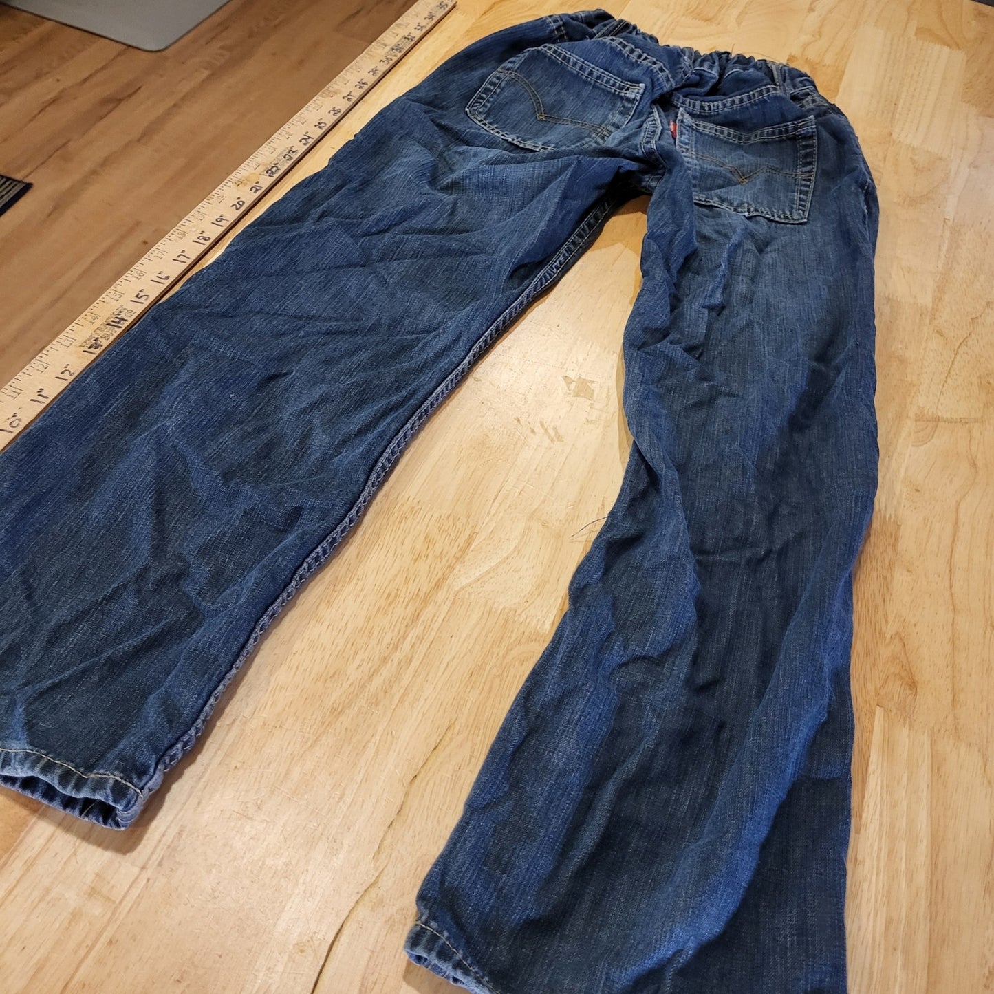 Levi's 505 Kids Jeans Size 12 Regular Adjustable Waist Medium Dark Wash