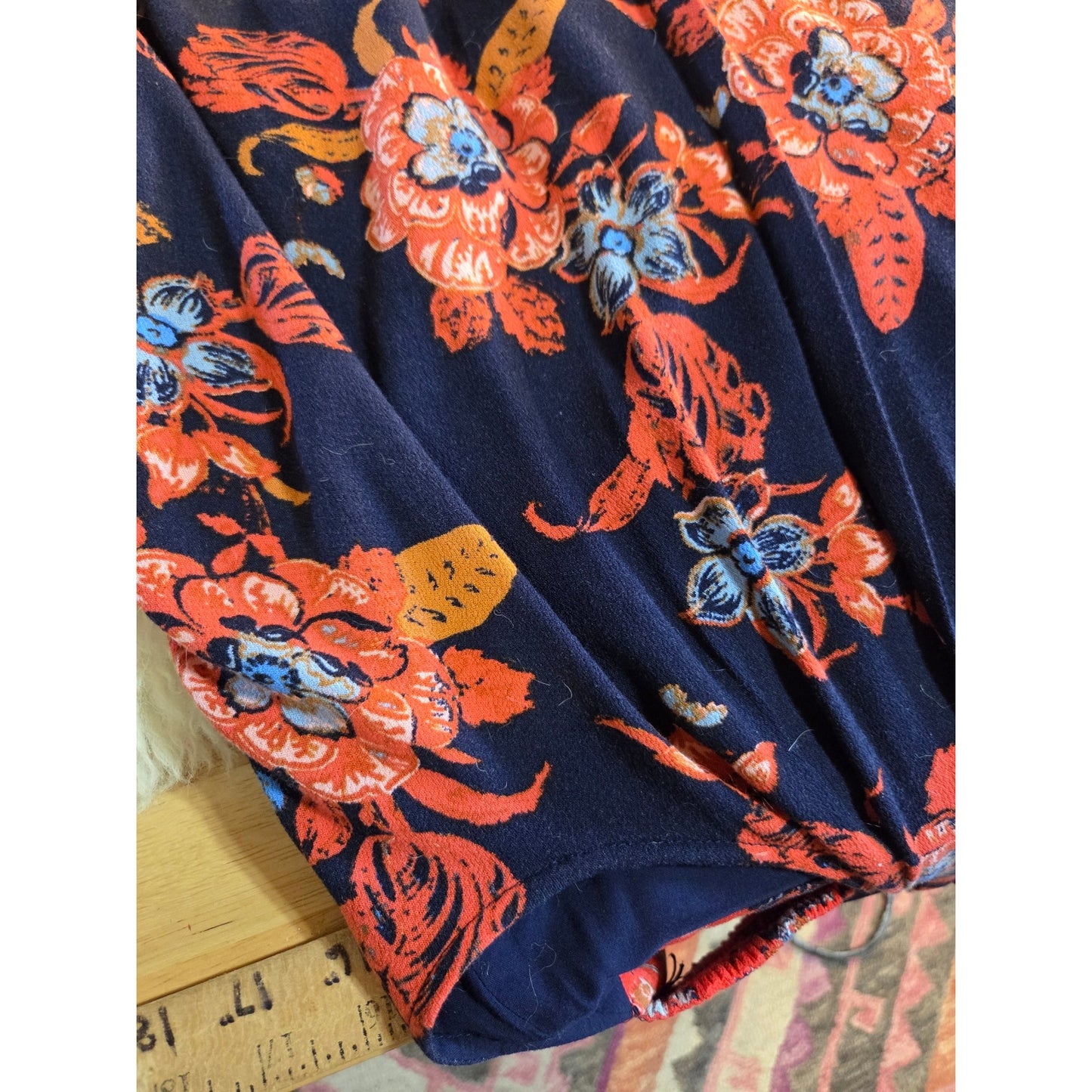 Free People blue orange sleeveless floral dress cut out detail mini short xs