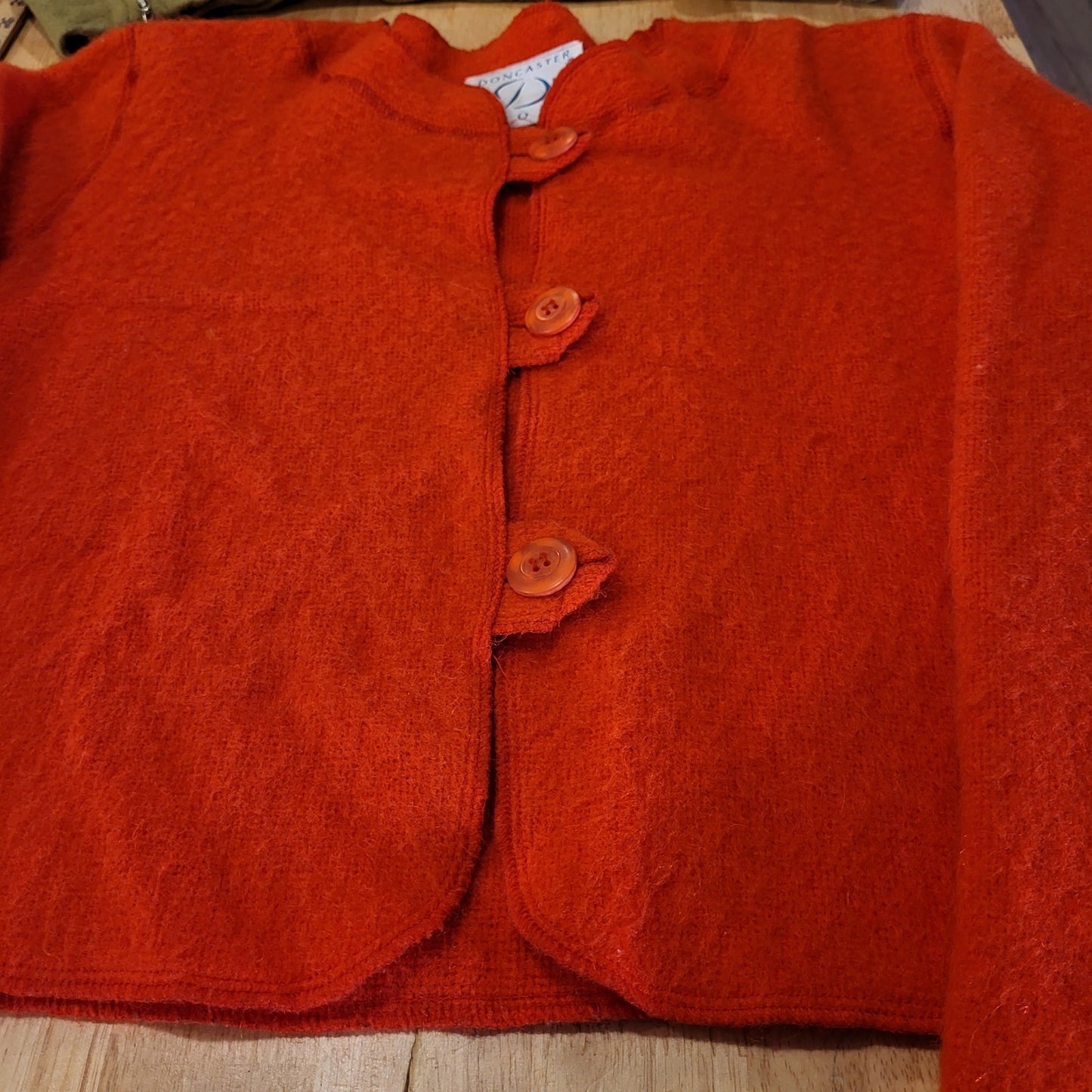 Vintage Doncaster 100% Wool Red Sweater Button Detail Size 4 21" P2P