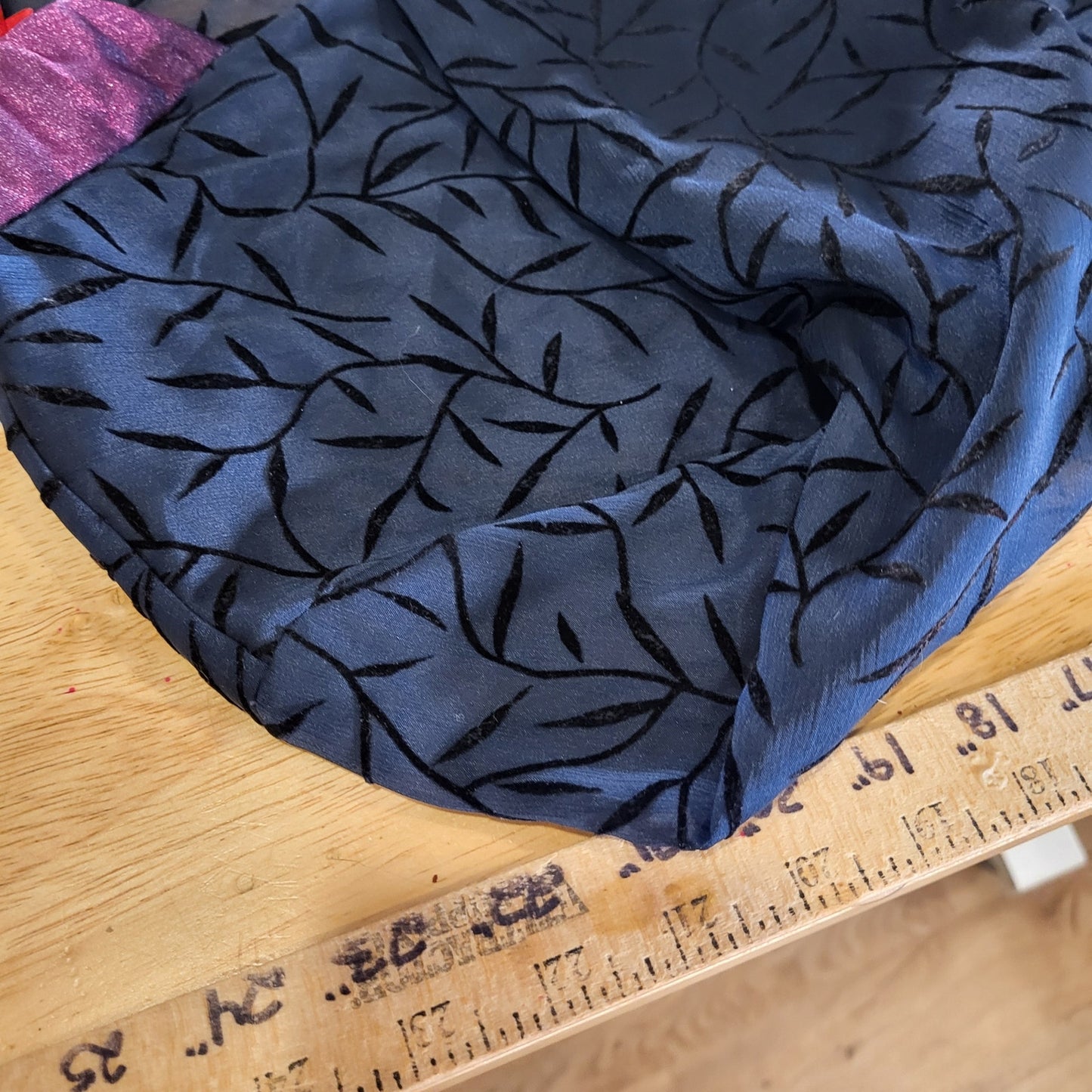 Blue Sheer Botanical Patterned Mandarin Collar Chinese Purple Embroidered Cuffs