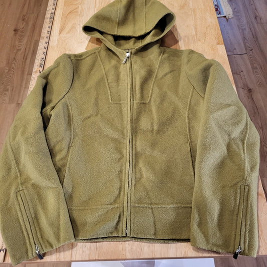 Alexandra Bartlett Green Wool Hooded Zip Size Medium Pockets 19" P2P