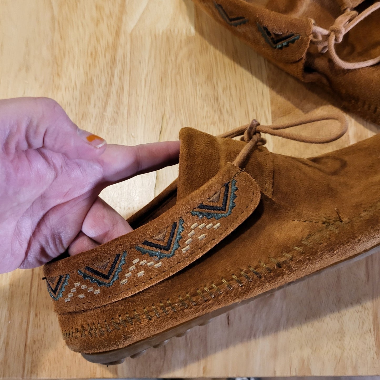 Minnetonka Brown Suede Leather Ankle Moccasins Size 11