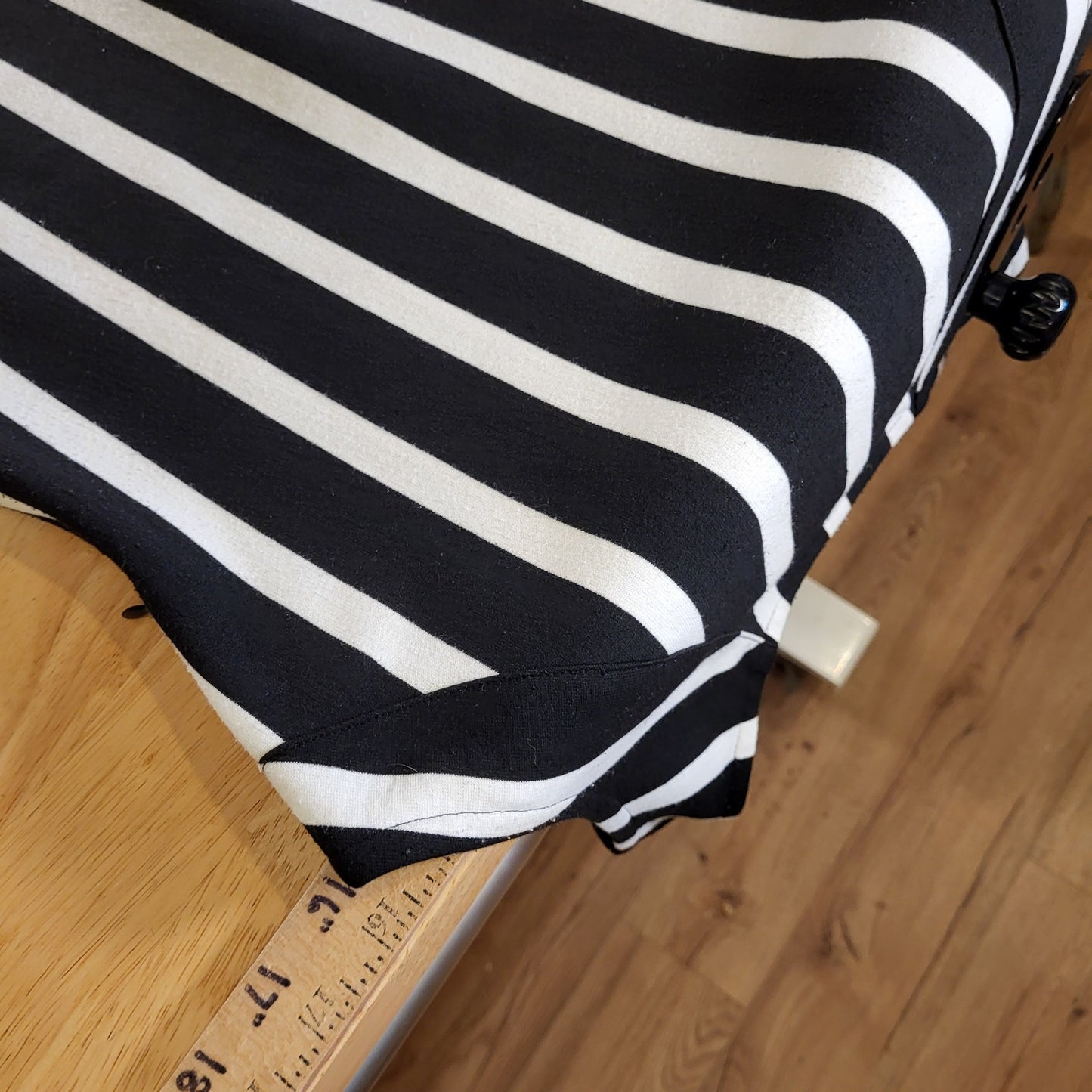 Yoana Baraschi Black & White Striped Bodycon Midi Pencil Dress Pocket Sleeveless