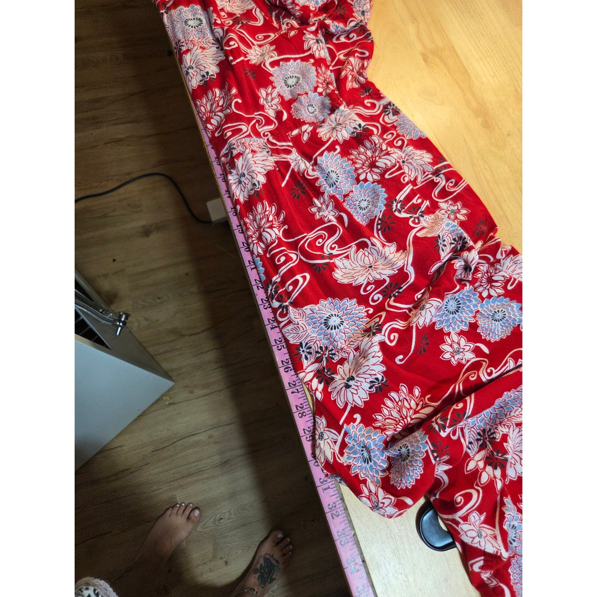 Bedford Fair petite large red floral print short sleeve collared button jumpsuit