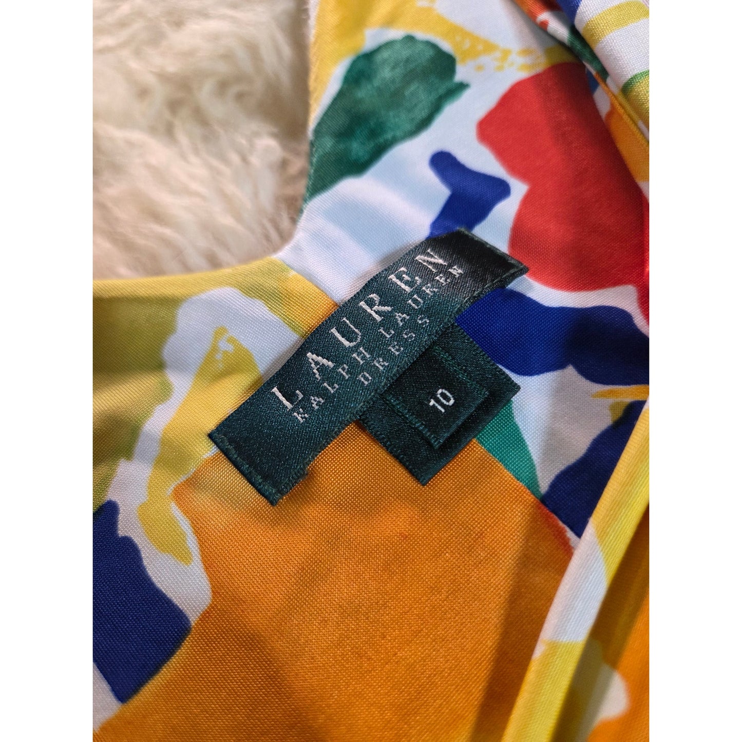 Ralph Lauren colorful sleeveless bodycon dress double line knit size 10 18* p2p