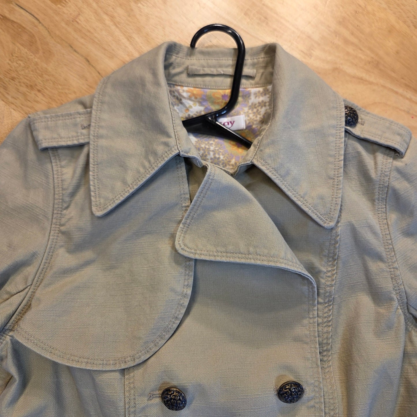 Orsay khaki denim double-breasted midi length trench Brown buttons 100% cotton