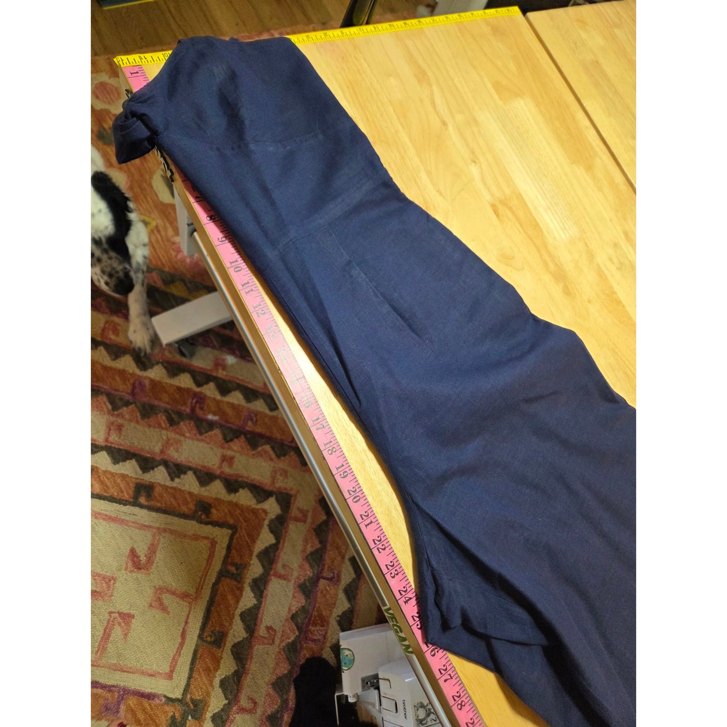 J.Crew size 6 navy blue sleeveless wide leg jumpsuit elasticated Pockets cotton