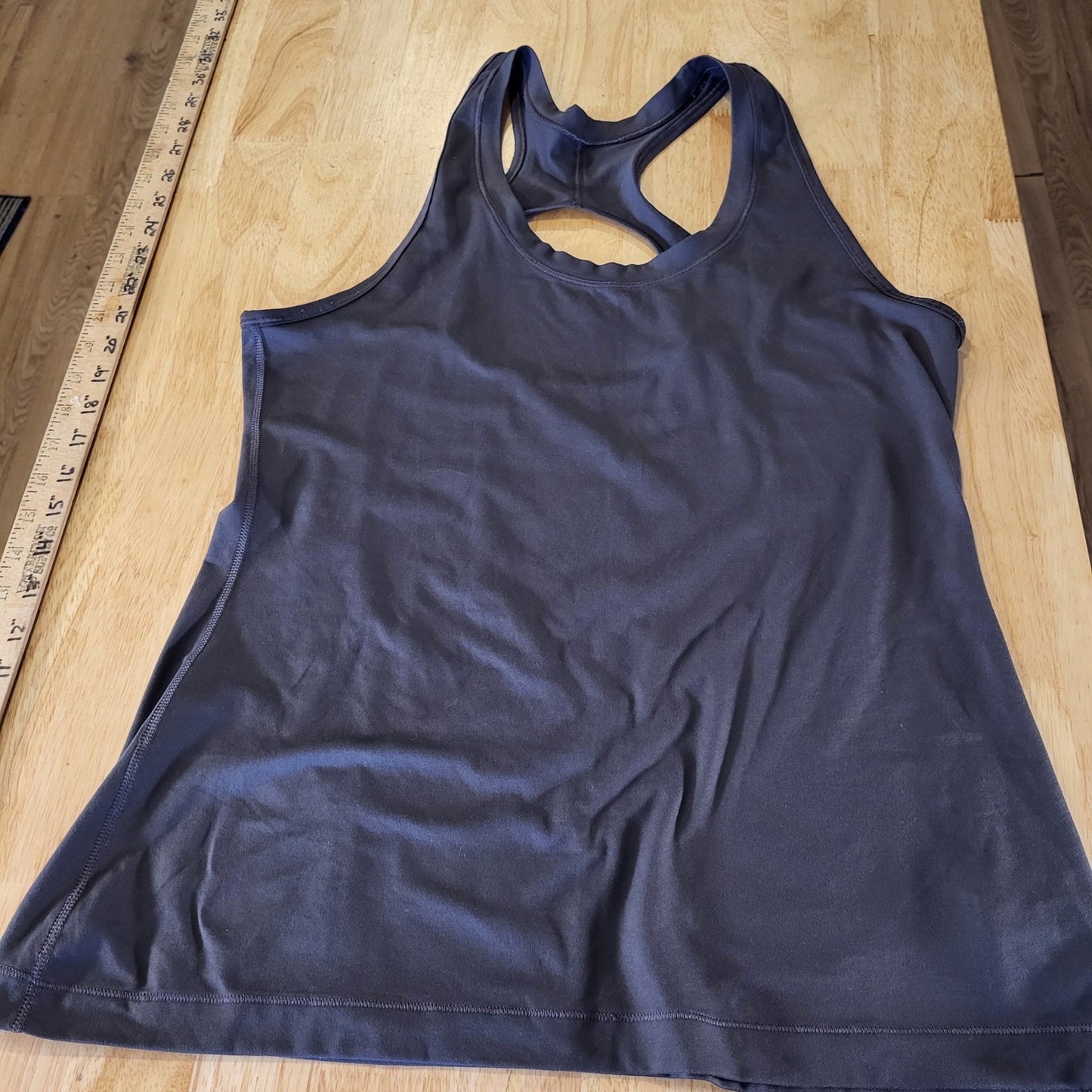 Athleta Gunmetal Gray Keyhole Racerback Tank Large Knit Stretch