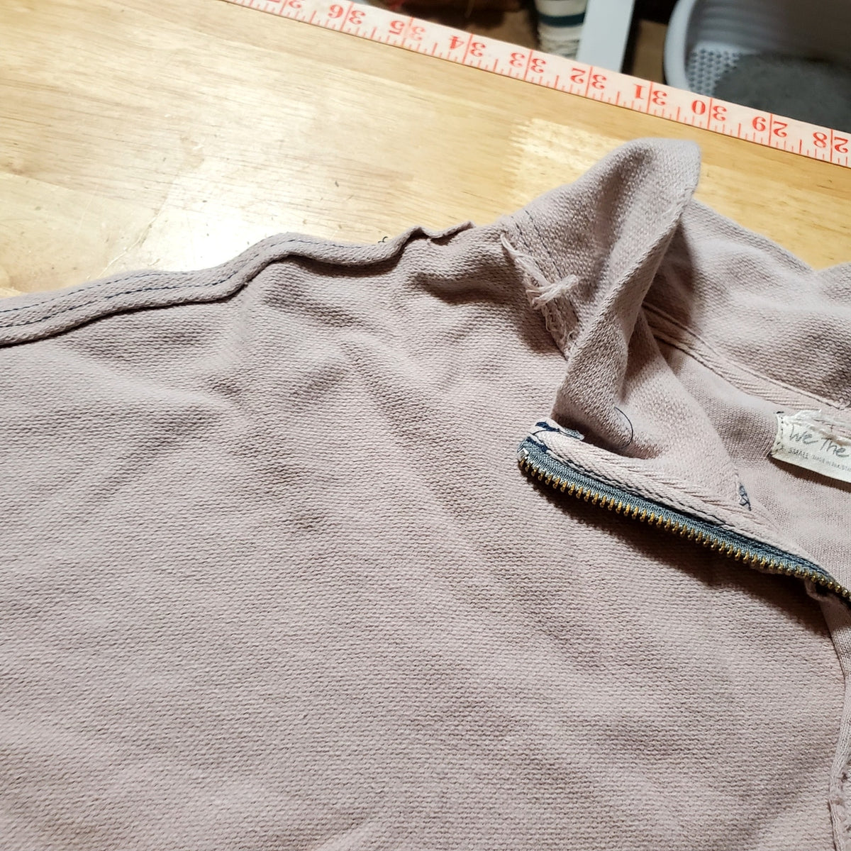 Free People cropped Dusty Rose long sleeve mock neck quarter zip small Jersey
