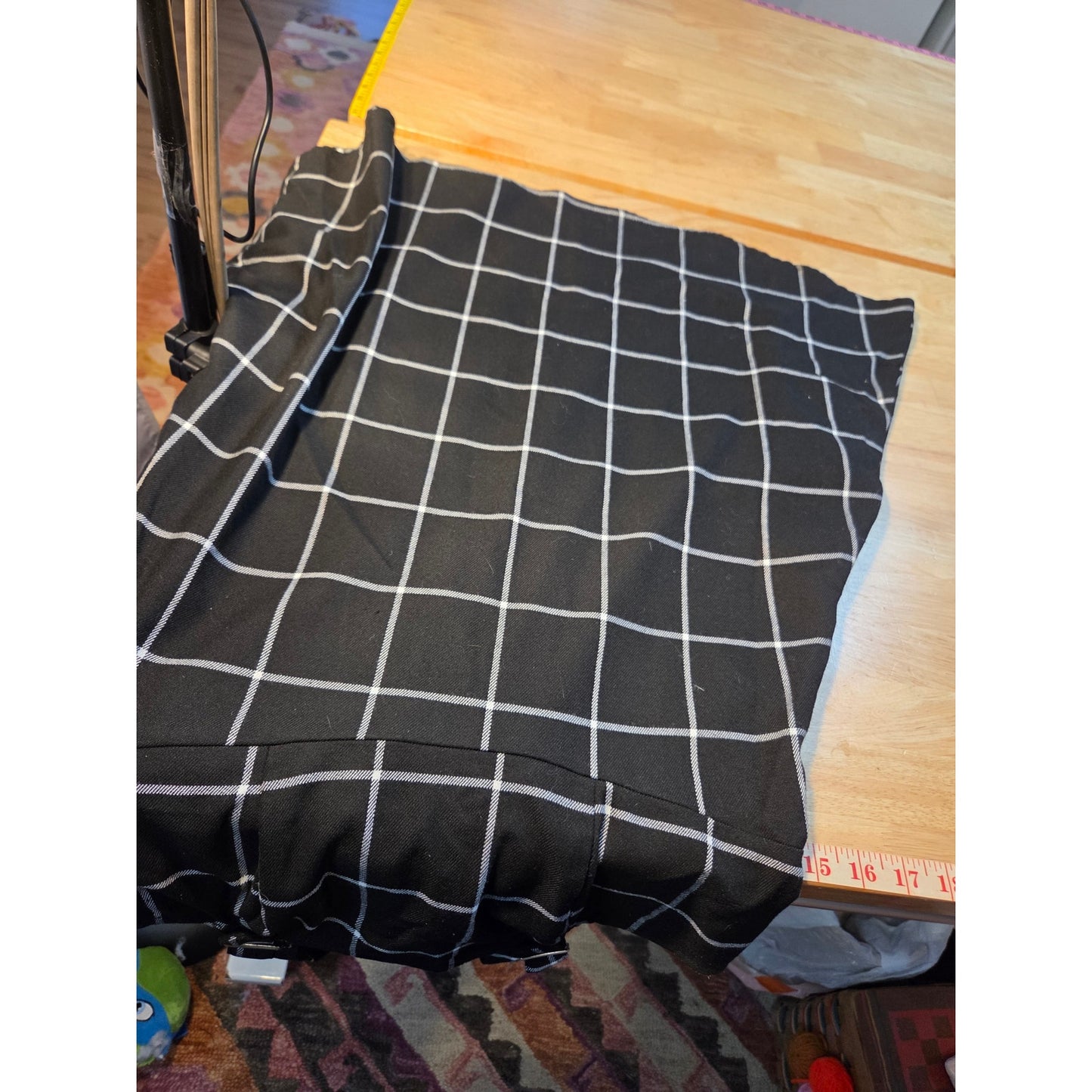Hot Topic goth overall skirt dress silver buckle black white plaid small pocket