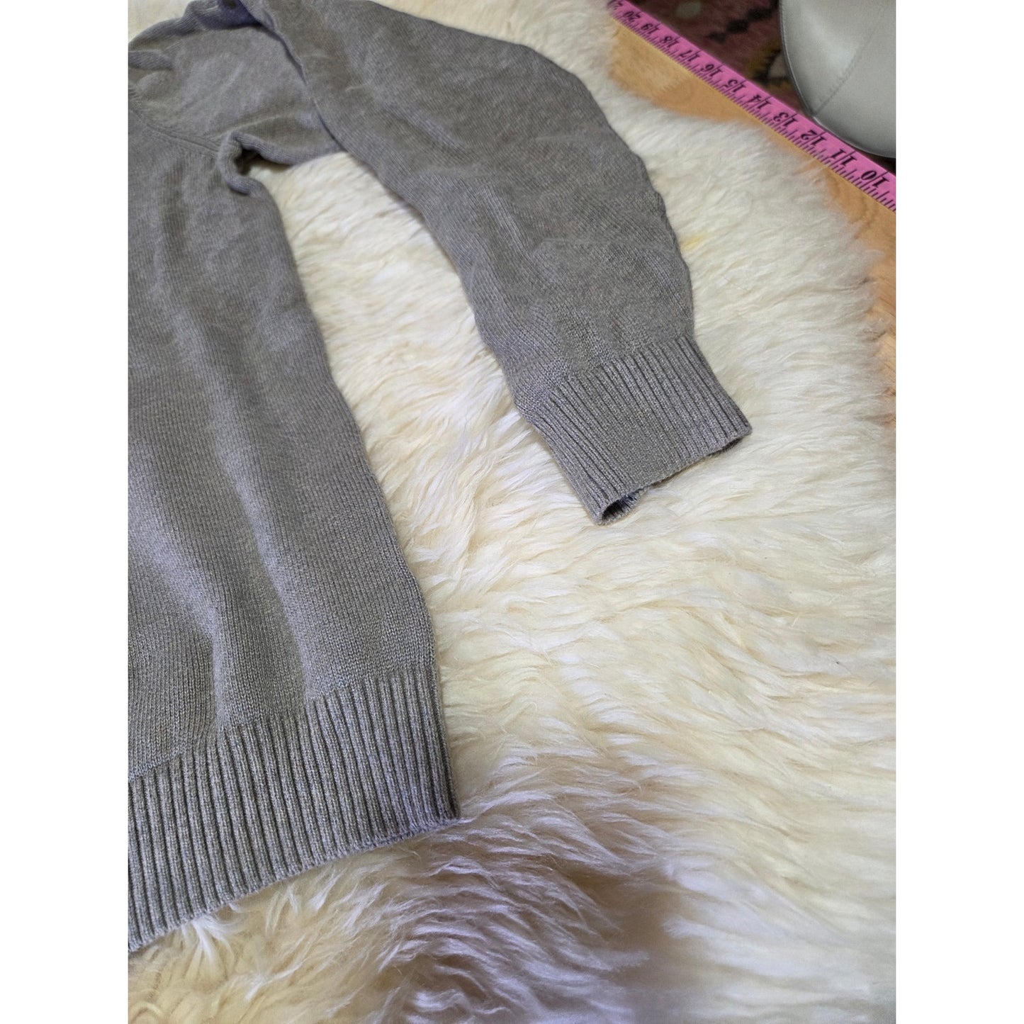 Cutter Buck Beige Brown Close  Knit 1/4 Zip Pullover Sweater 100% Cotton 25" p2p