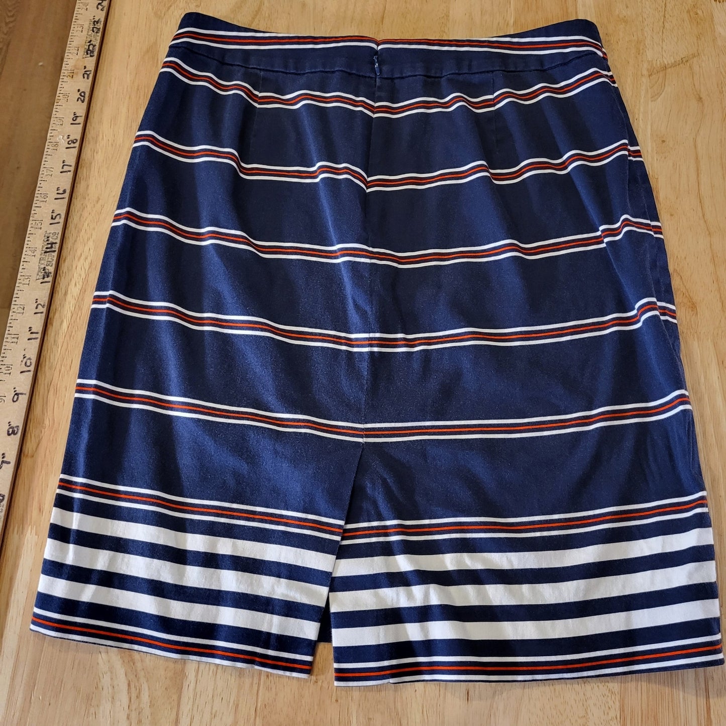 J.Crew The Pencil Skirt Red White Blue Stripes Cotton Size 6