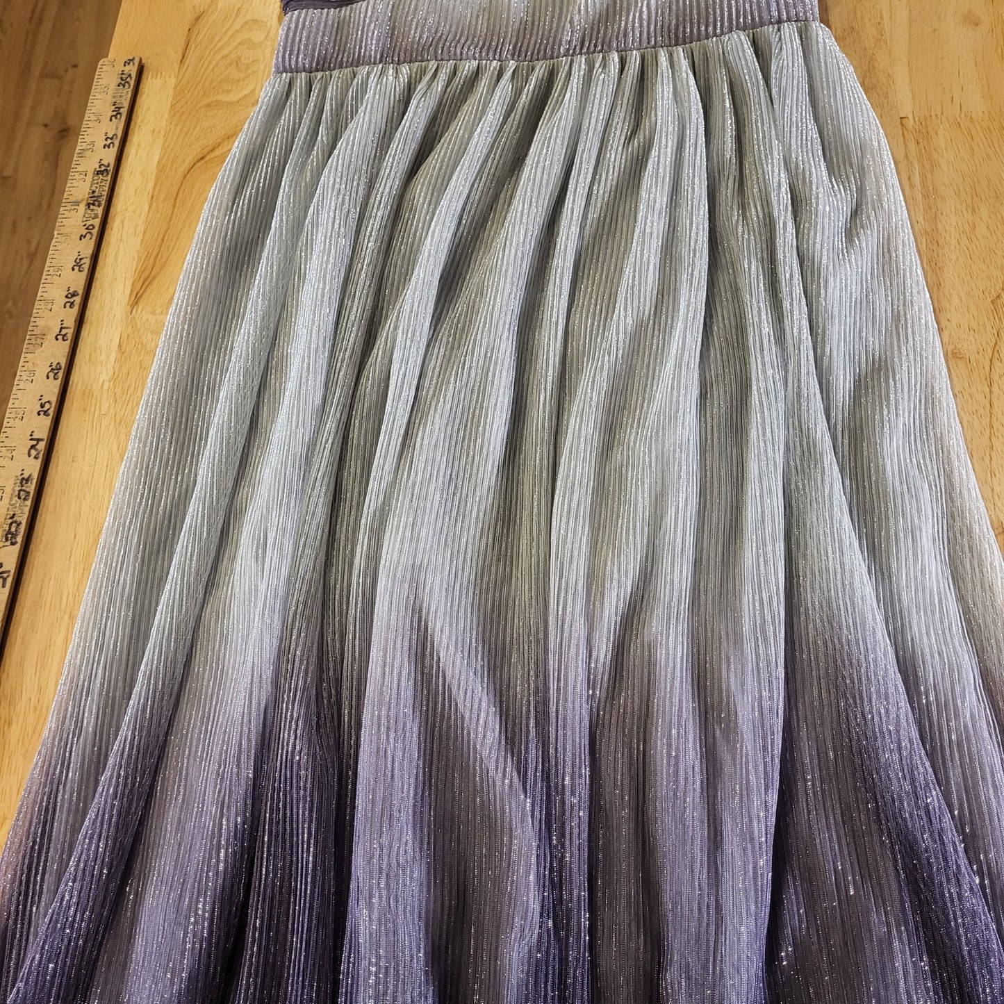 Traffic People Purple Metallic Ombre Sleeveless Empire Stretch Tea Length S
