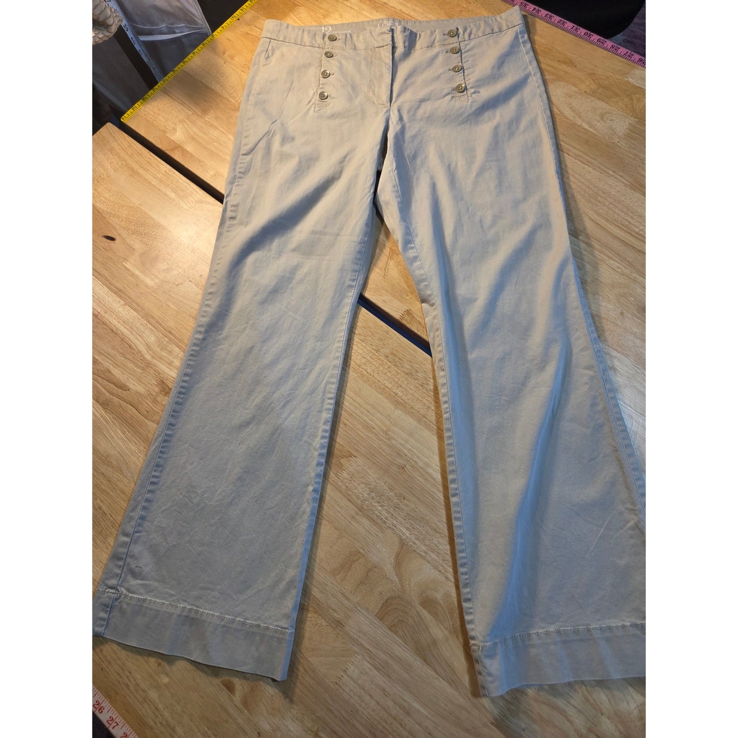 Ann Taylor Loft size 12 original sailor front wide leg khaki pants cotton