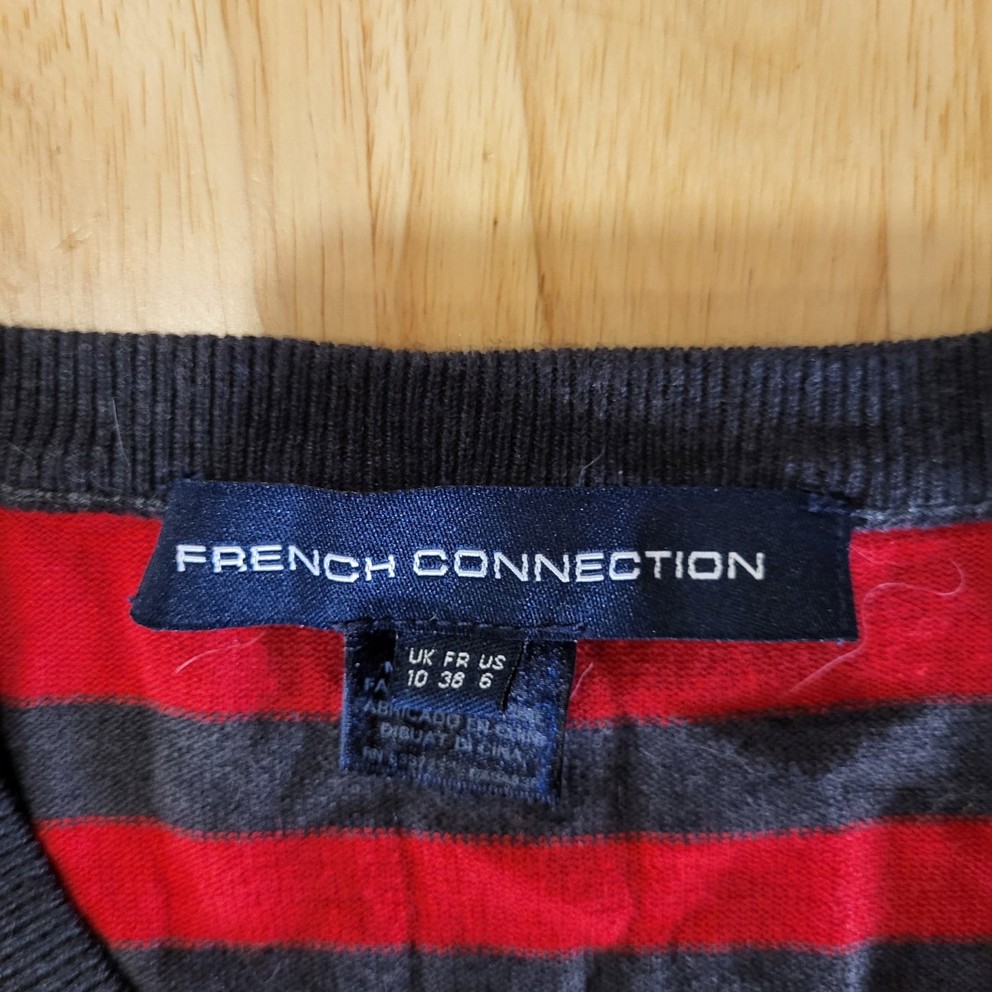 French Connection Red & Gray Striped Long Sleeve Mini Sweater Dress Bodycon Sm