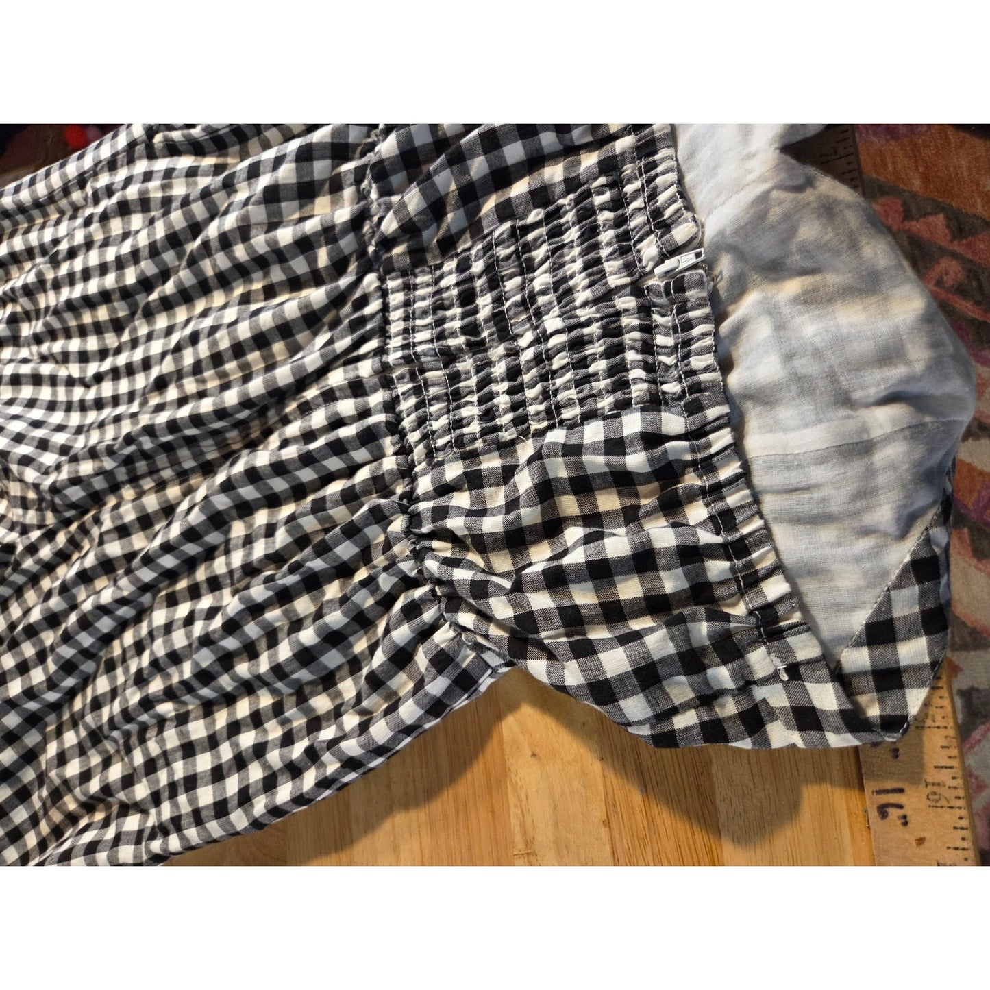 Boston Proper Black & White Gingham Sleeveless Princess Neckline Linen Jumpsuit