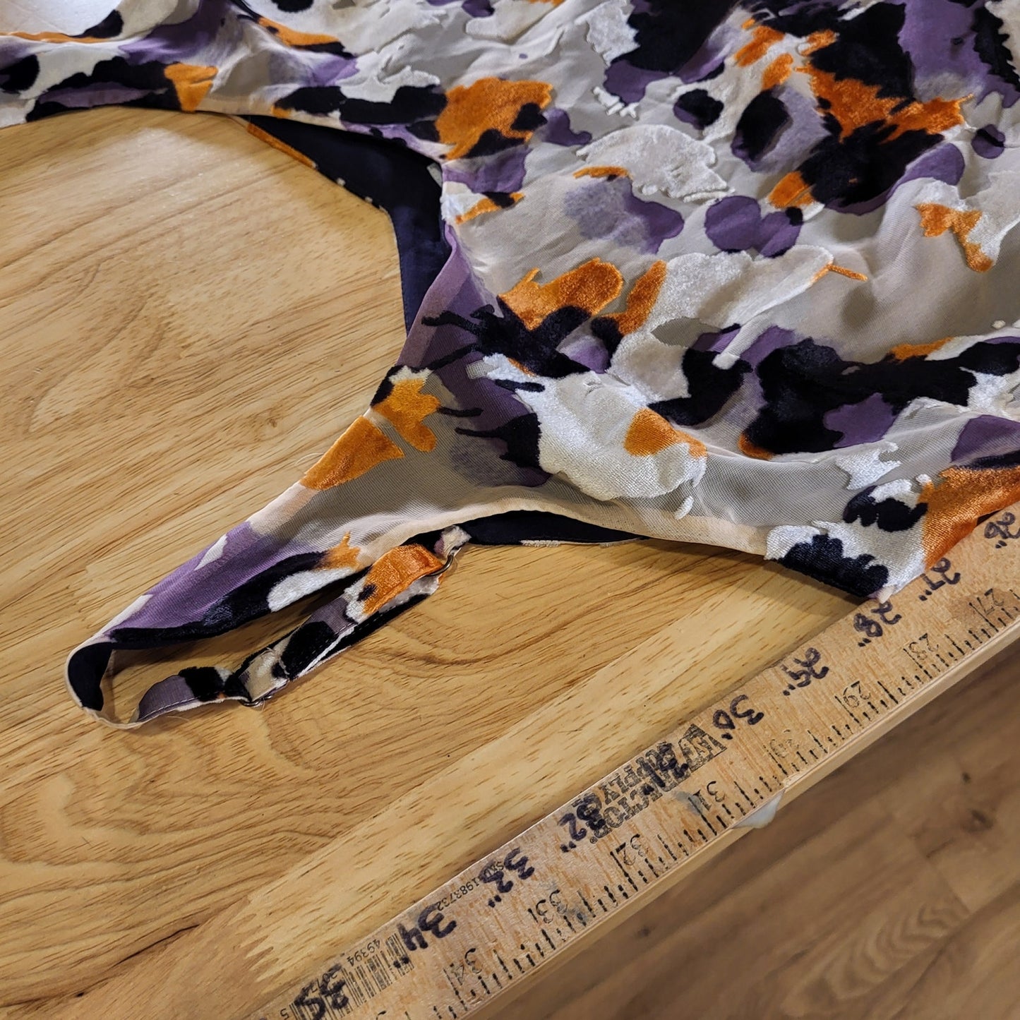 Cabi Sleeveless A-Line Dress Orange Purple Burnout Velvet Silk Medium