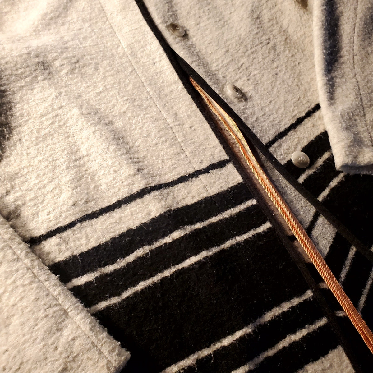 Elevenses size medium wool blend asymmetrical hem gray and black striped jacket