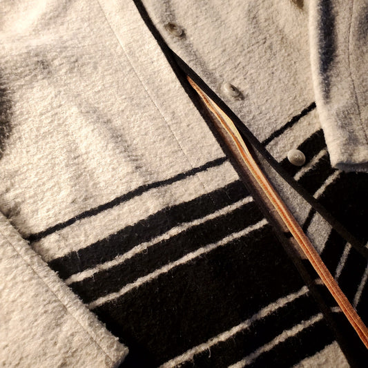 Elevenses size medium wool blend asymmetrical hem gray and black striped jacket