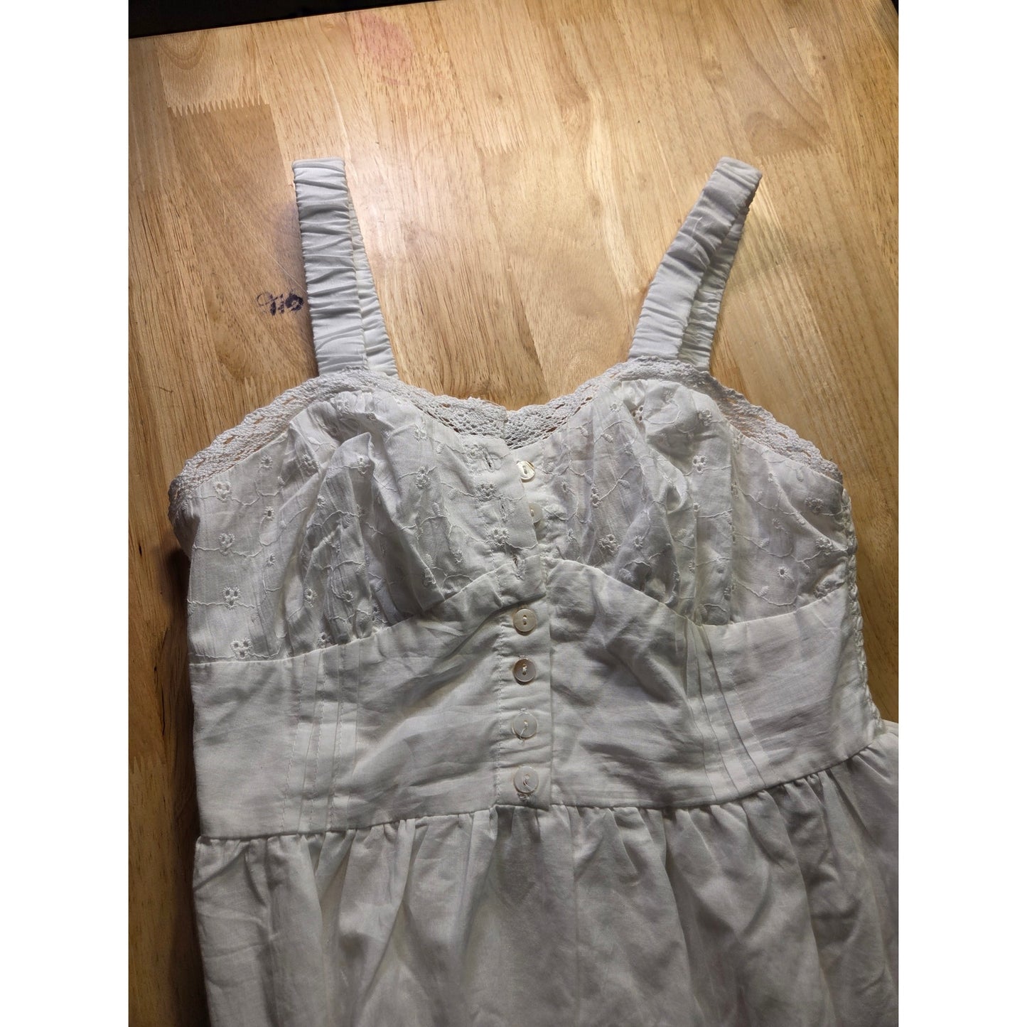 NWT Blush white cotton eyelid dress elasticated stretch back sleeveless M
