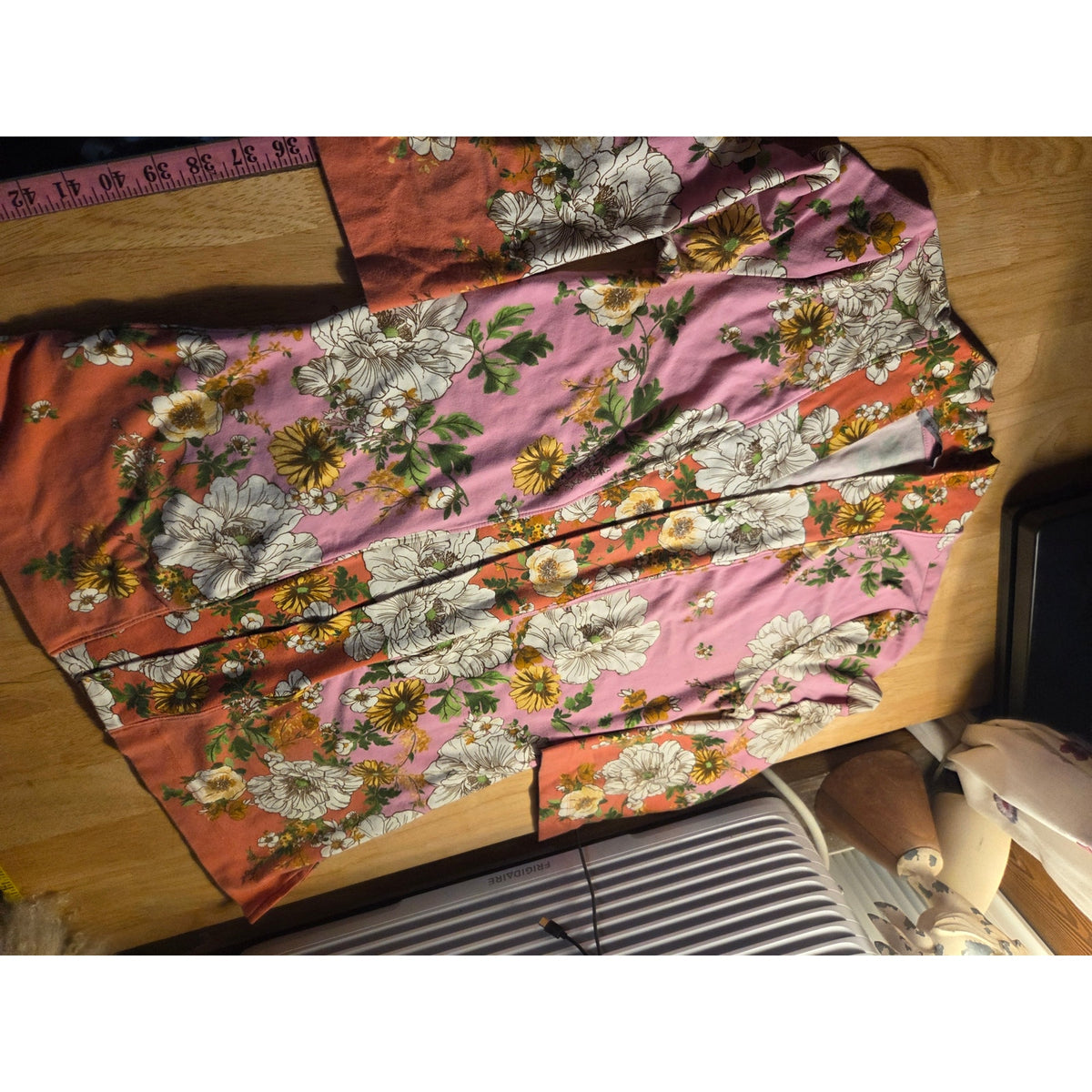 Isaac Mizrahi Jersey knit floral robe cotton XS