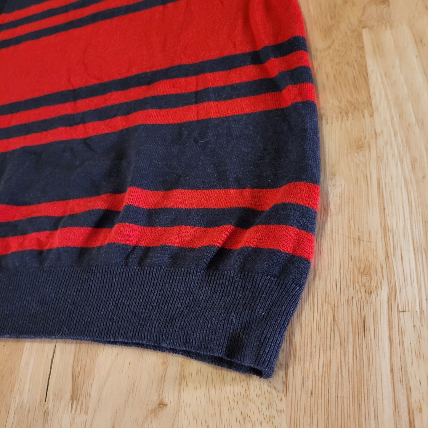 French Connection Red & Gray Striped Long Sleeve Mini Sweater Dress Bodycon Sm