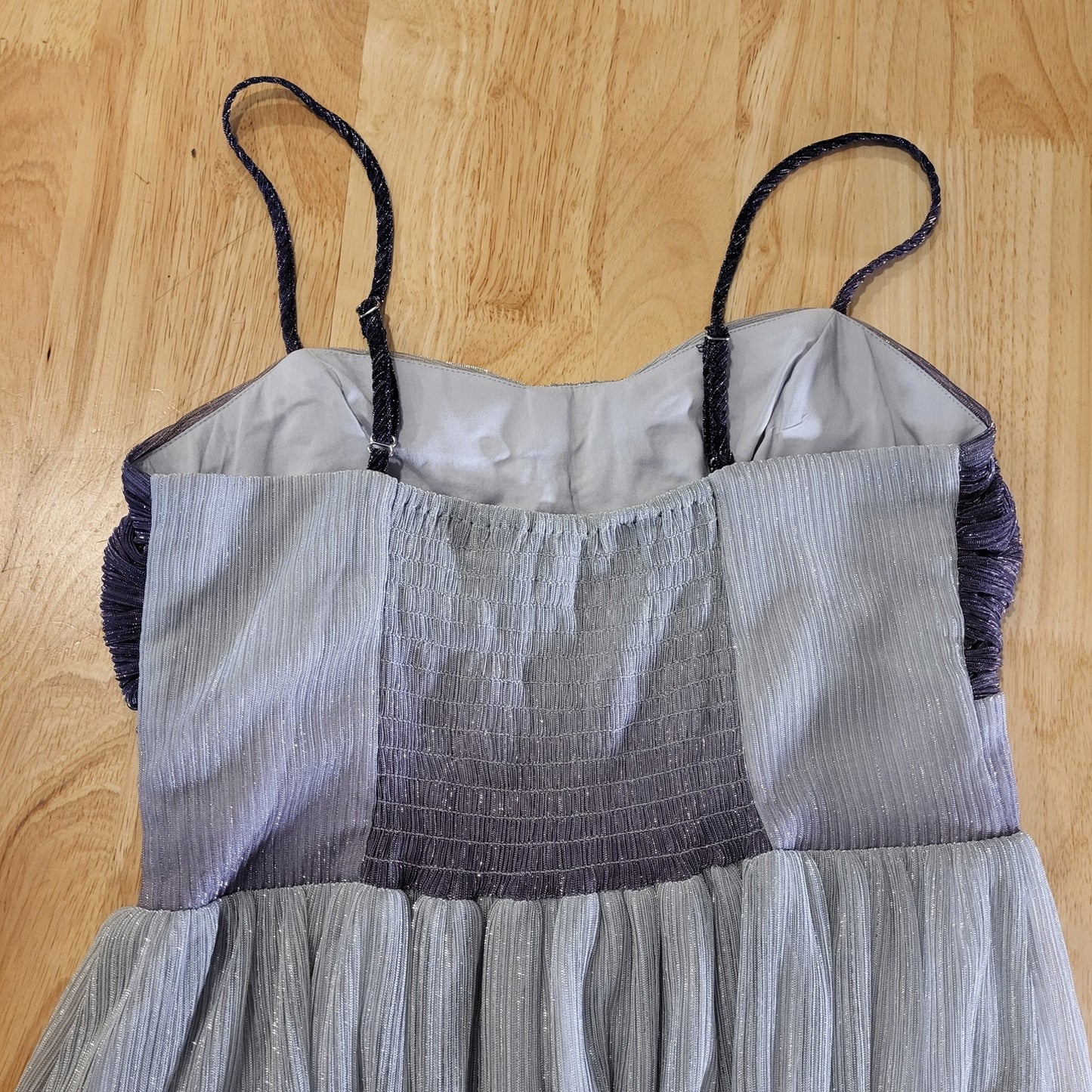 Traffic People Purple Metallic Ombre Sleeveless Empire Stretch Tea Length S