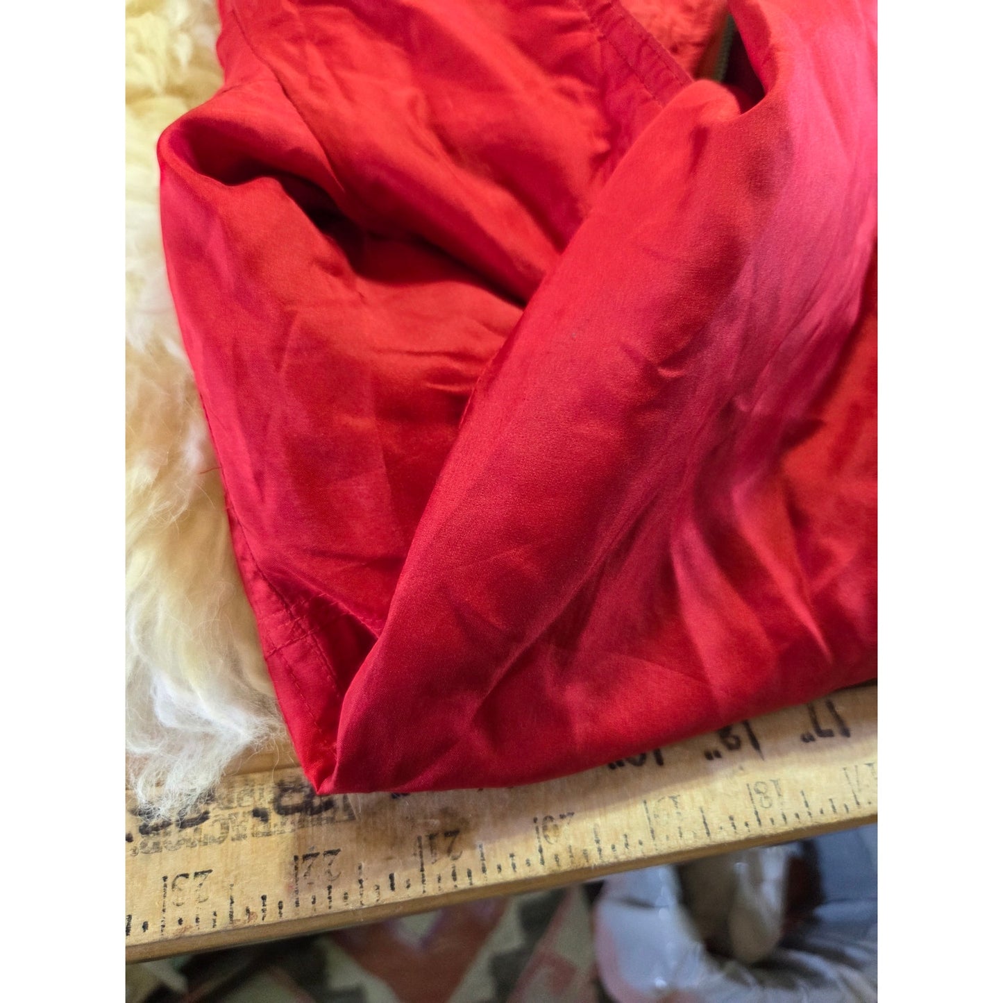 Vintage Silk Saint John's Bay SILK red Wind Breaker waffle Heather cuff P Small