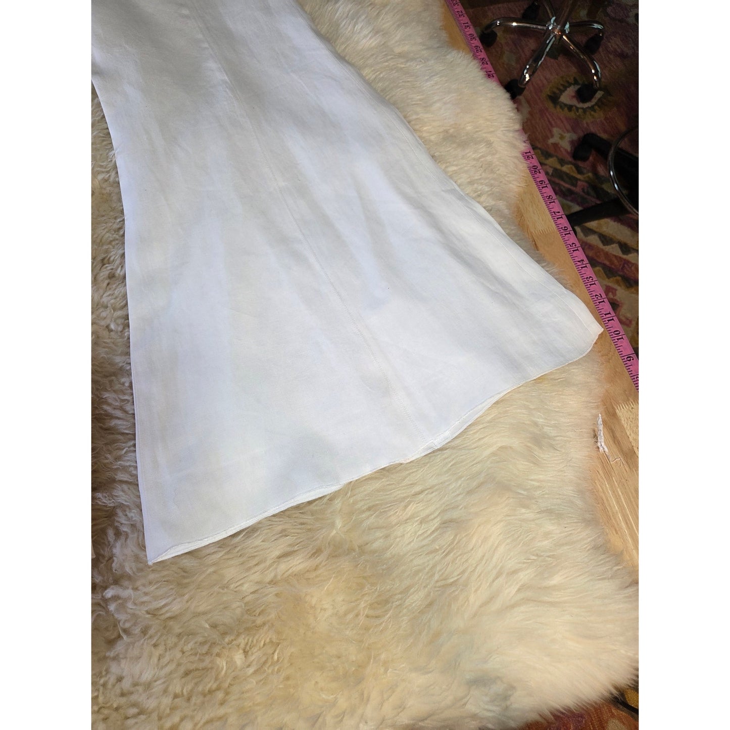 Worth size 8 100% Linen Fully Lined Wide Leg Bell Bottom Pants small stain leg