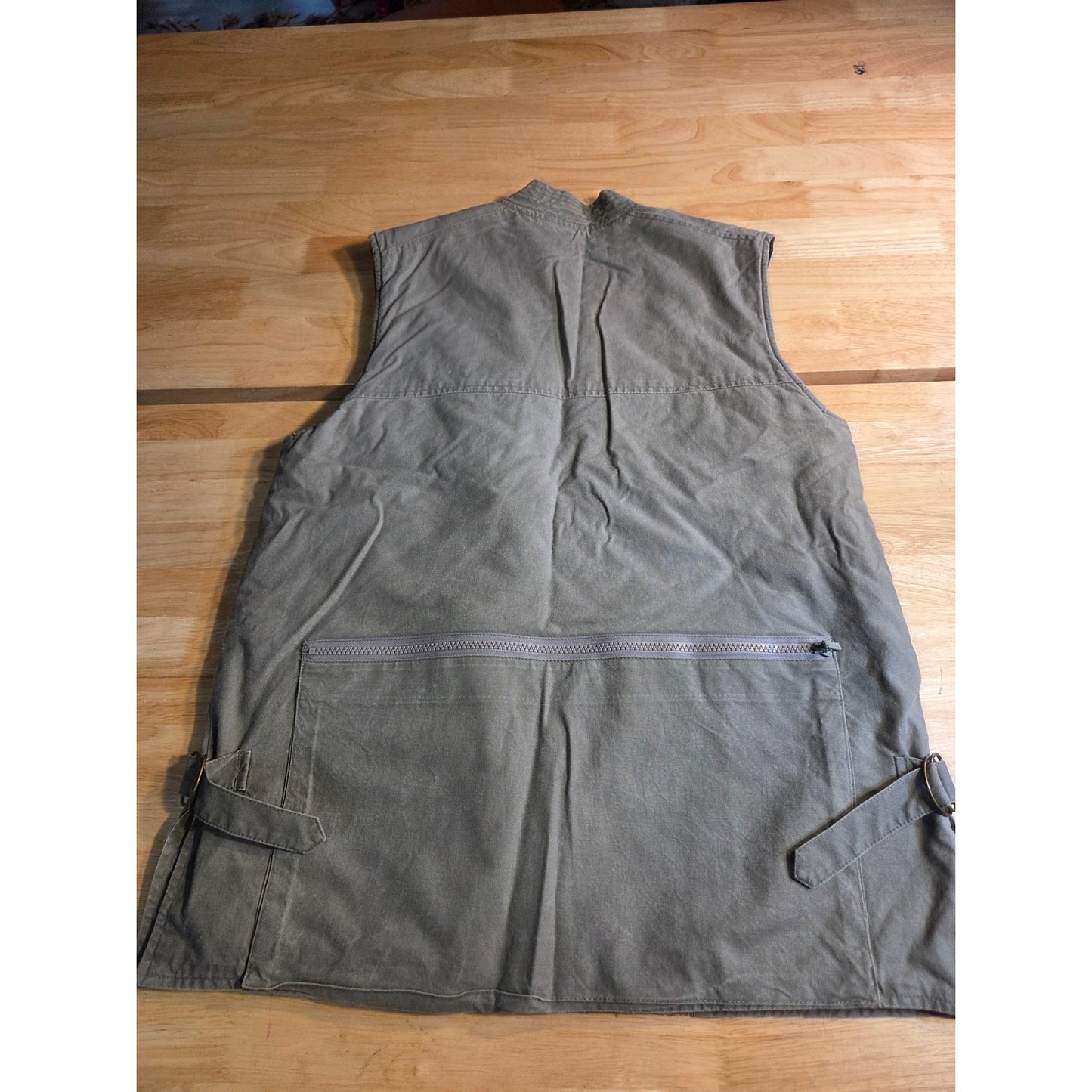 L. L. Bean Vintage Flannel Lined Army Green Hunting Vest 100% Cotton SZ Medium