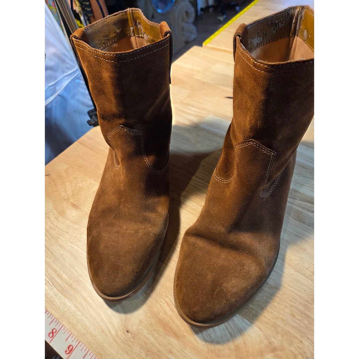 Rebecca Minkoff pointy toad suede Brown leather booties size 10 medium