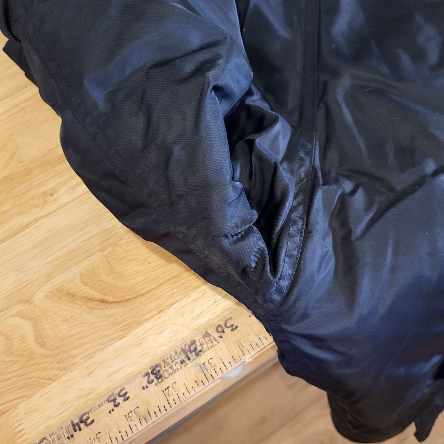 Extreme cold weather parka type N-3B Large Black Faux Fur Hood Pockets Zip Snap