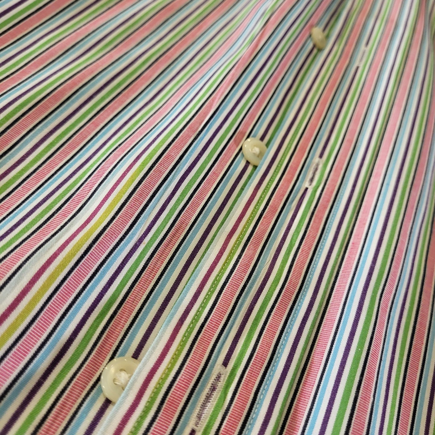 Ralph Lauren Pink Colorful Striped Button Down Collared Shirt Size 15 32/33